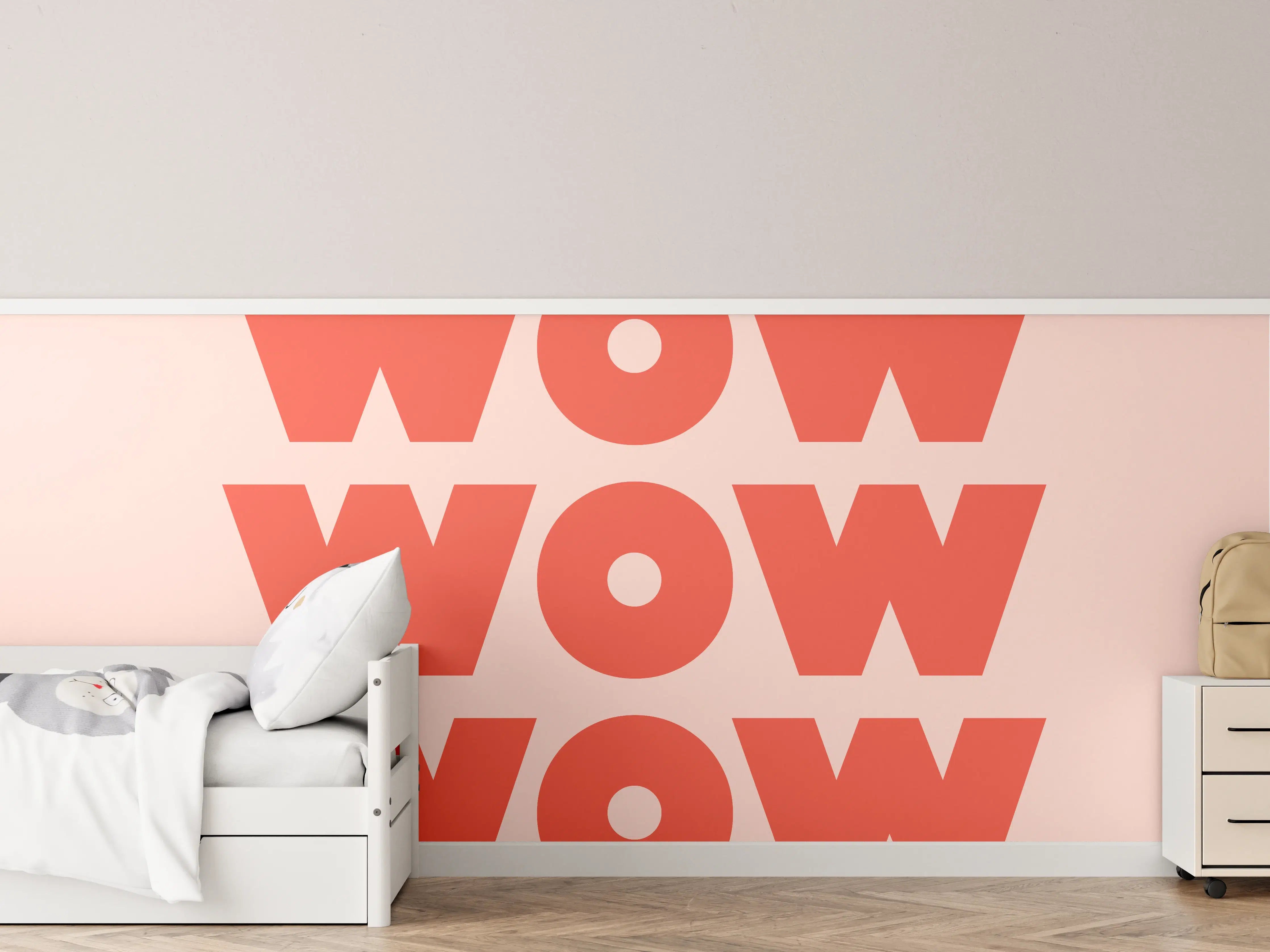 Kinderzimmer Wandgestaltung - Motivationaler 'WOW' Typografie-Print