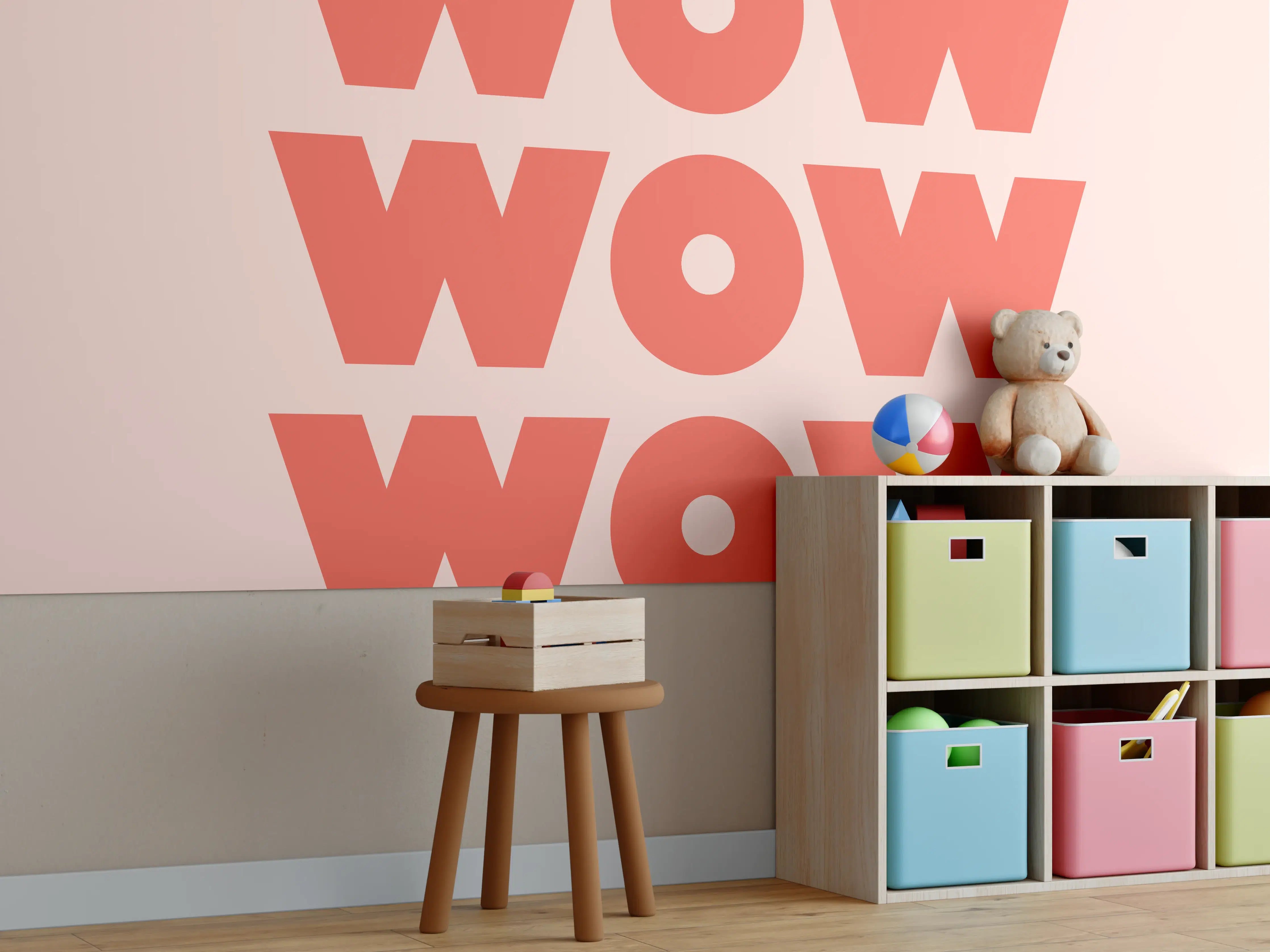 Kinderzimmer Wandgestaltung - Motivationaler 'WOW' Typografie-Print