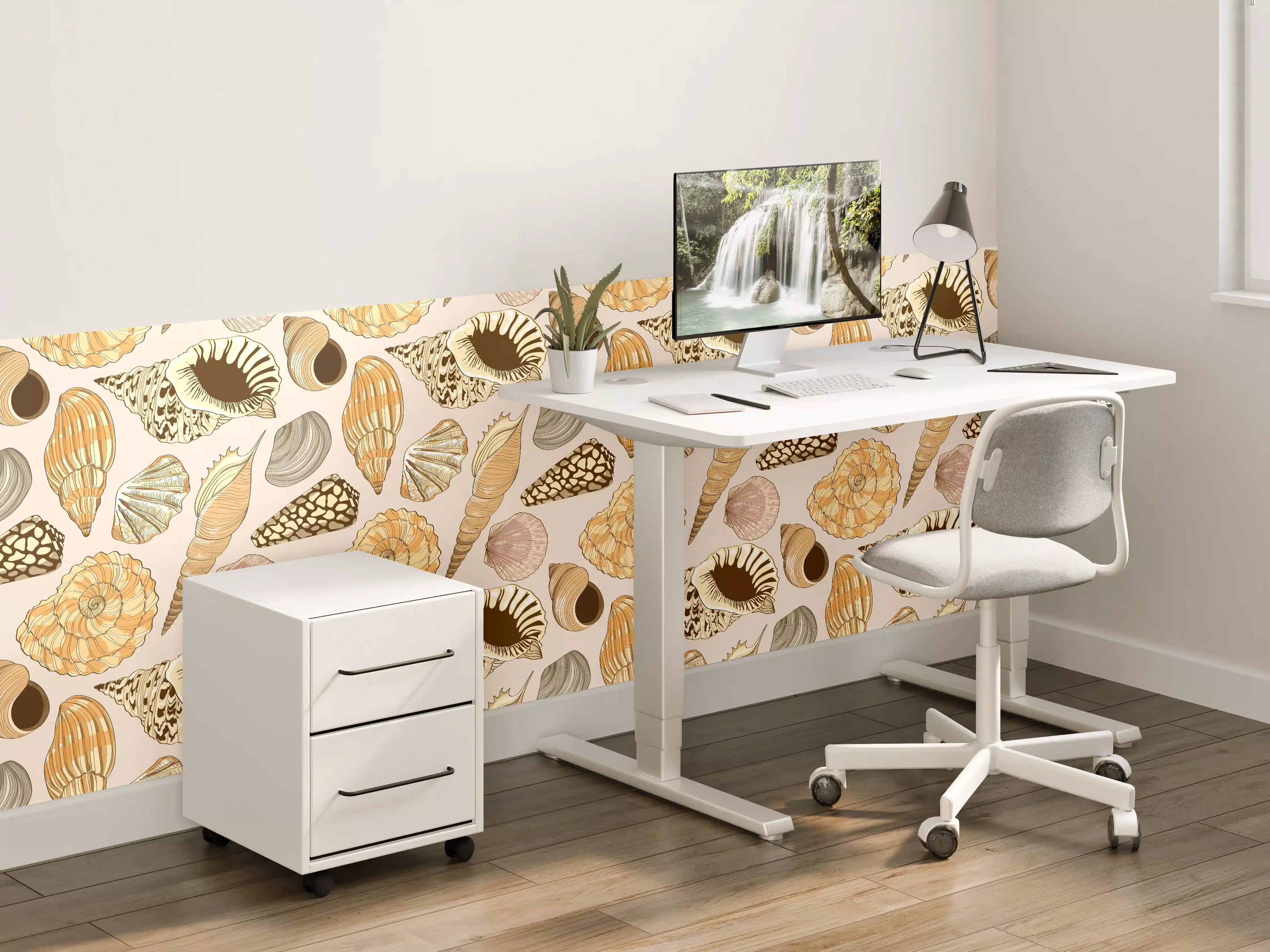 Kinderzimmer Wandgestaltung - Muschelmuster Beige-Orange