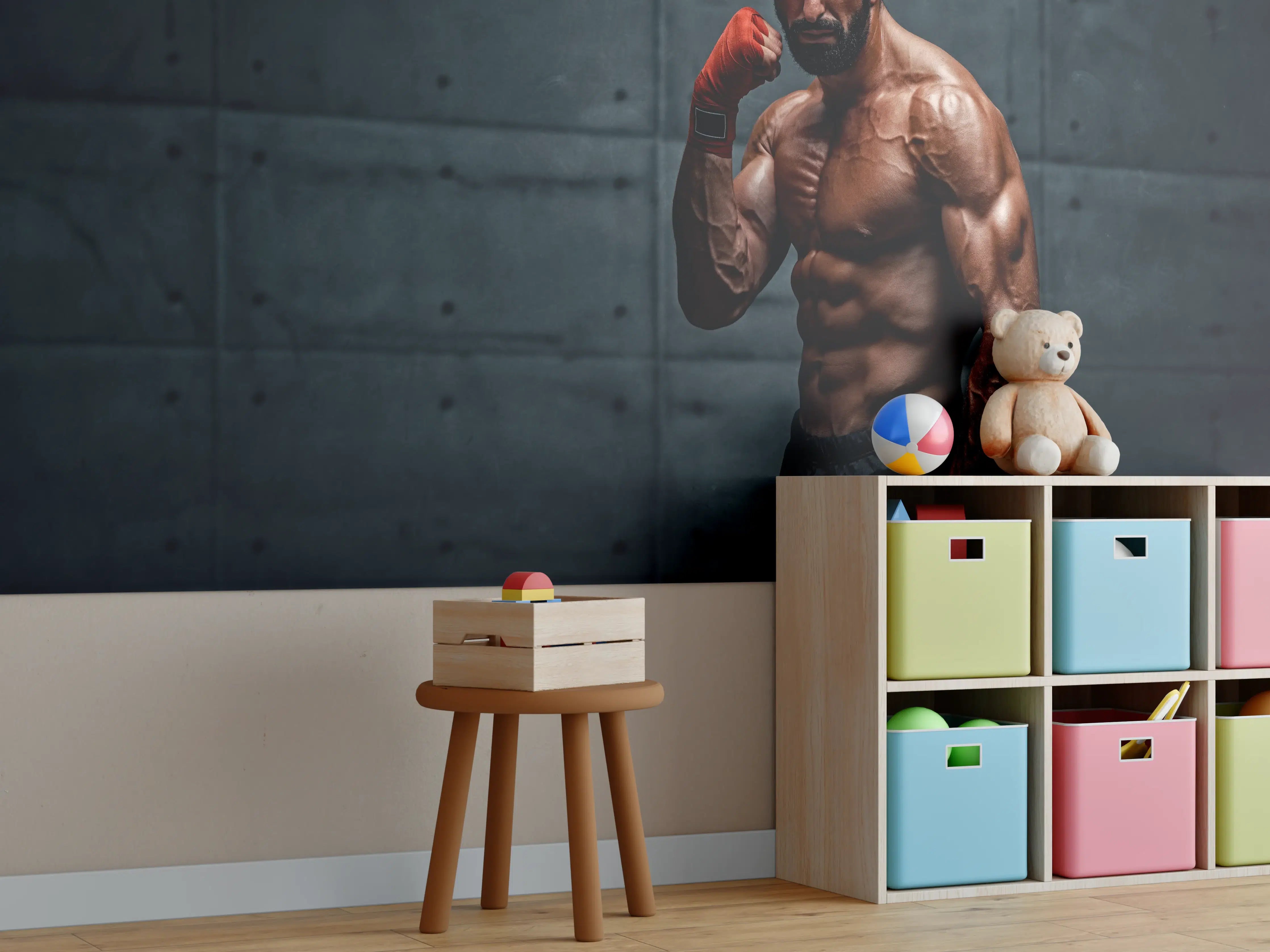 Kinderzimmer Wandgestaltung - Muskolöser MMA Kämpfer