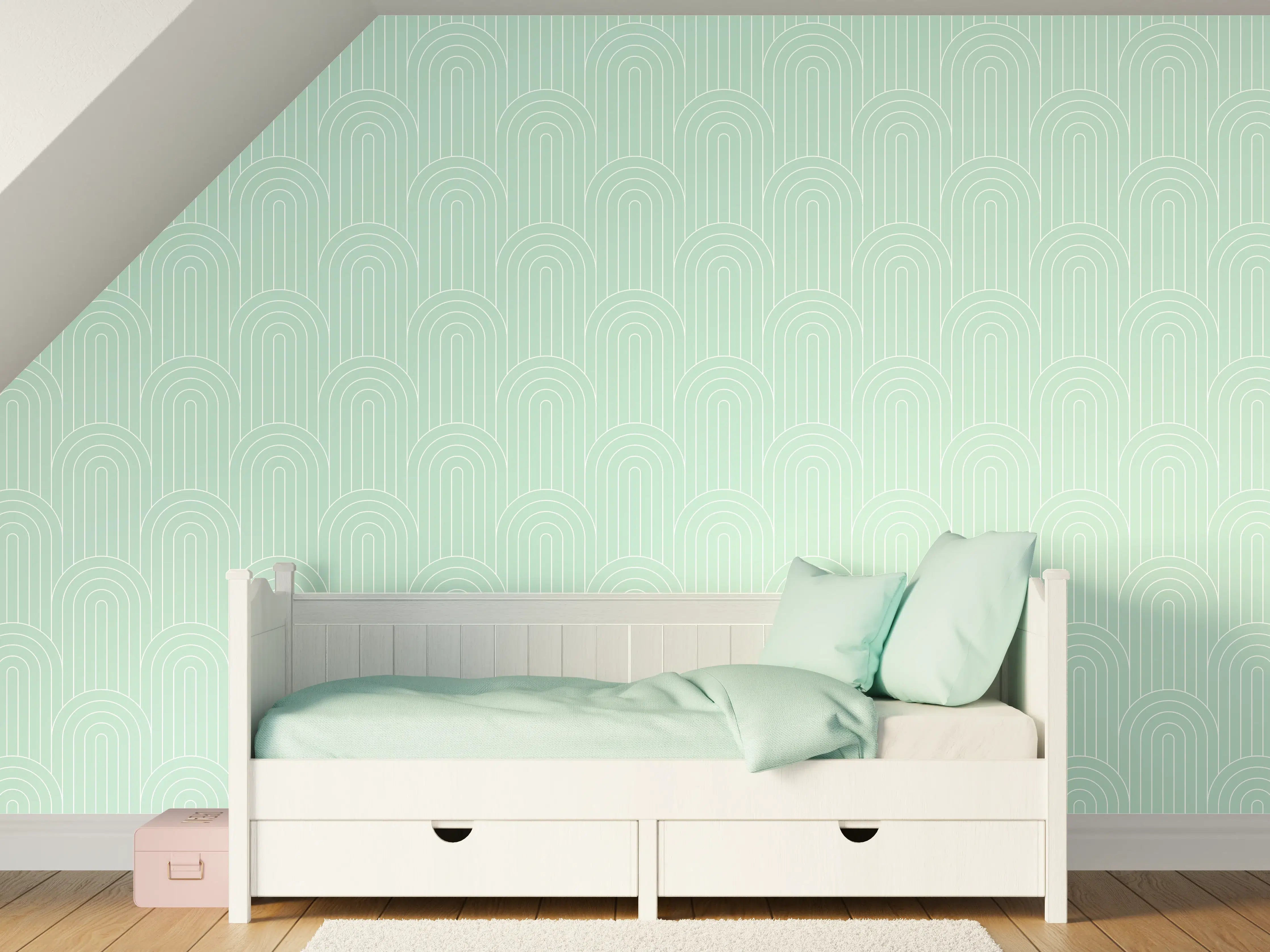 Kinderzimmer Wandgestaltung - Musterhafte Architektur in zartem Mint