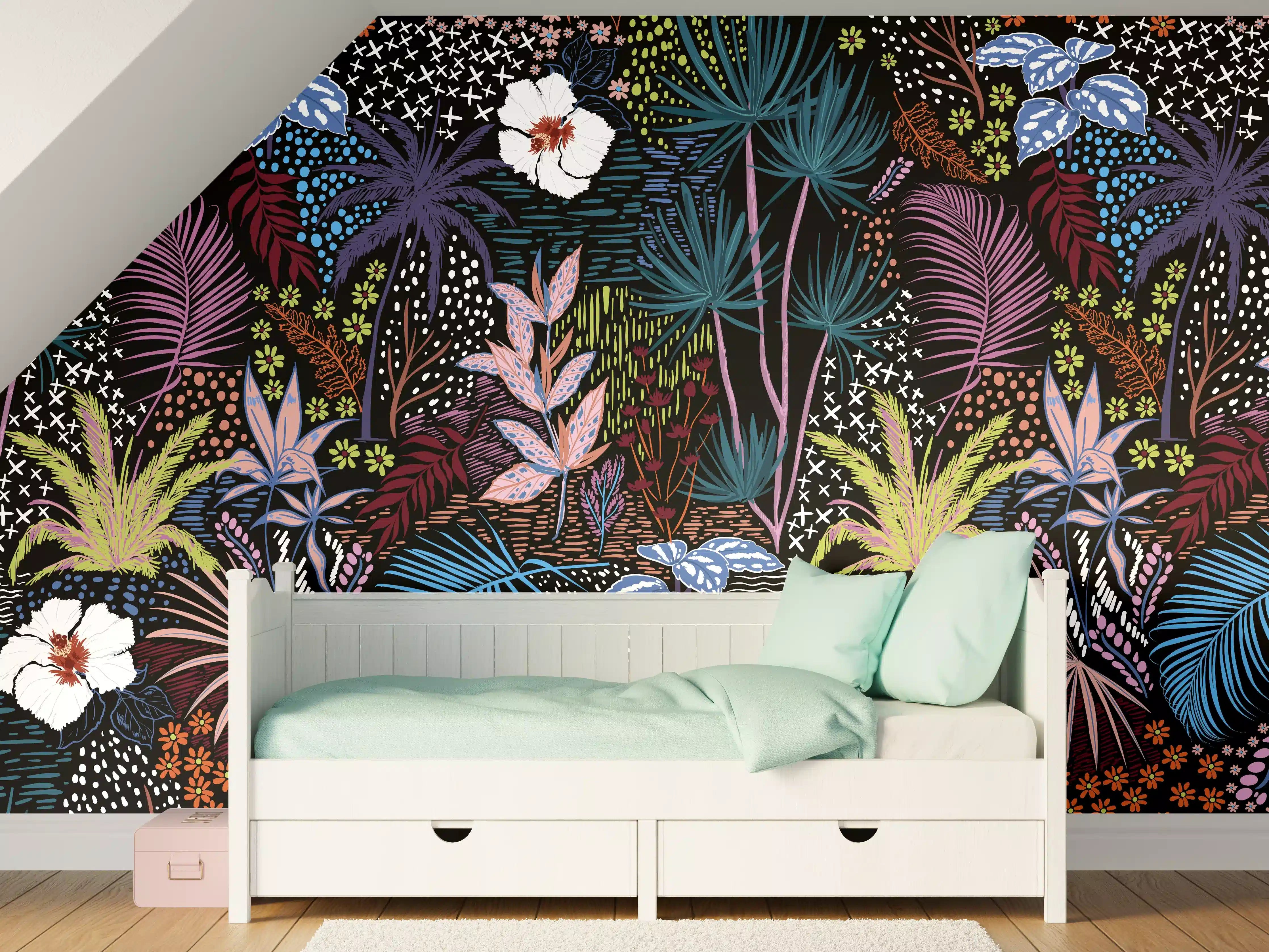 Kinderzimmer Wandgestaltung - Mystic Tropic Pflanzenmuster