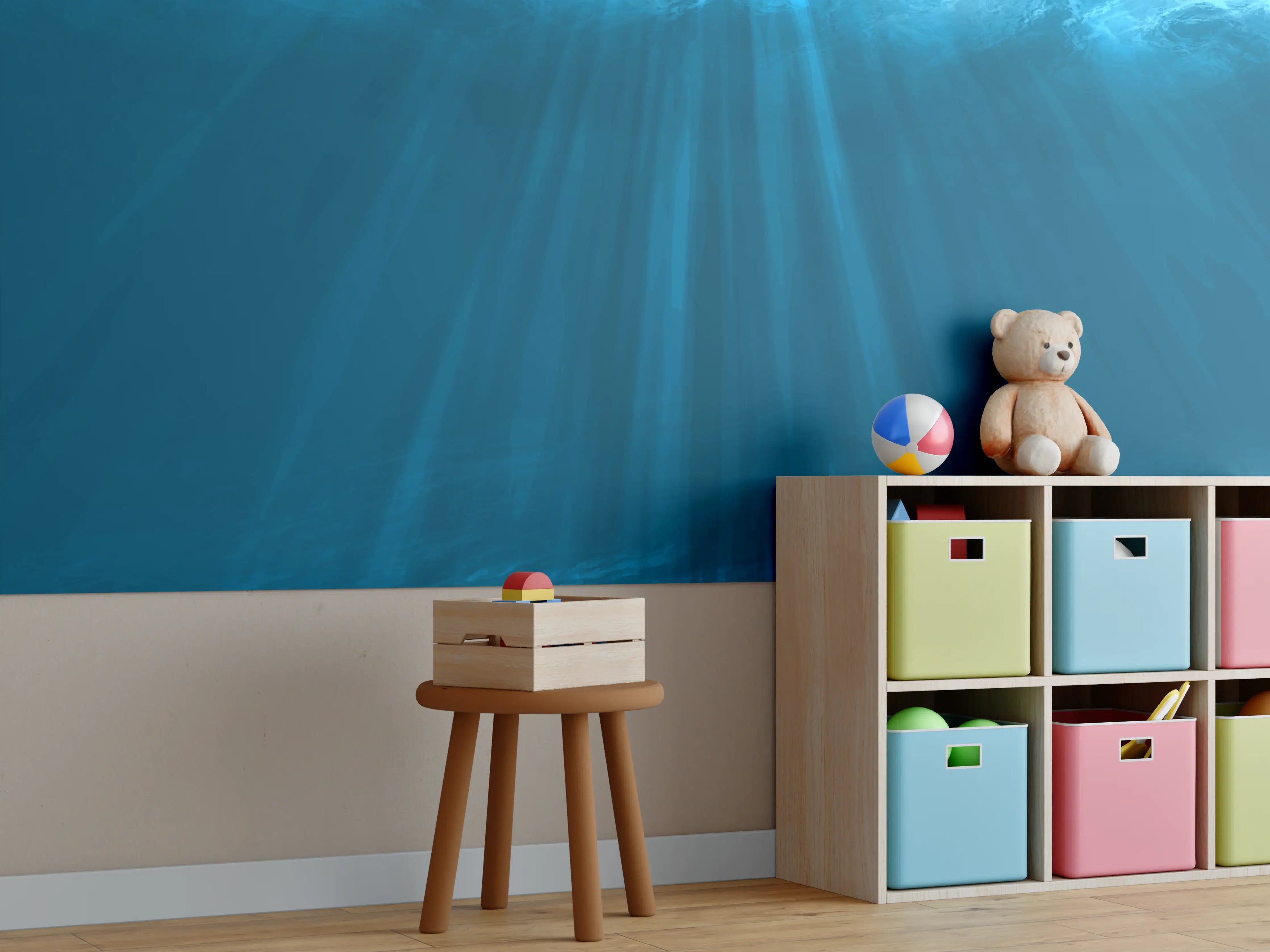 Kinderzimmer Wandgestaltung - Mystische Unterwasserwelt Blau