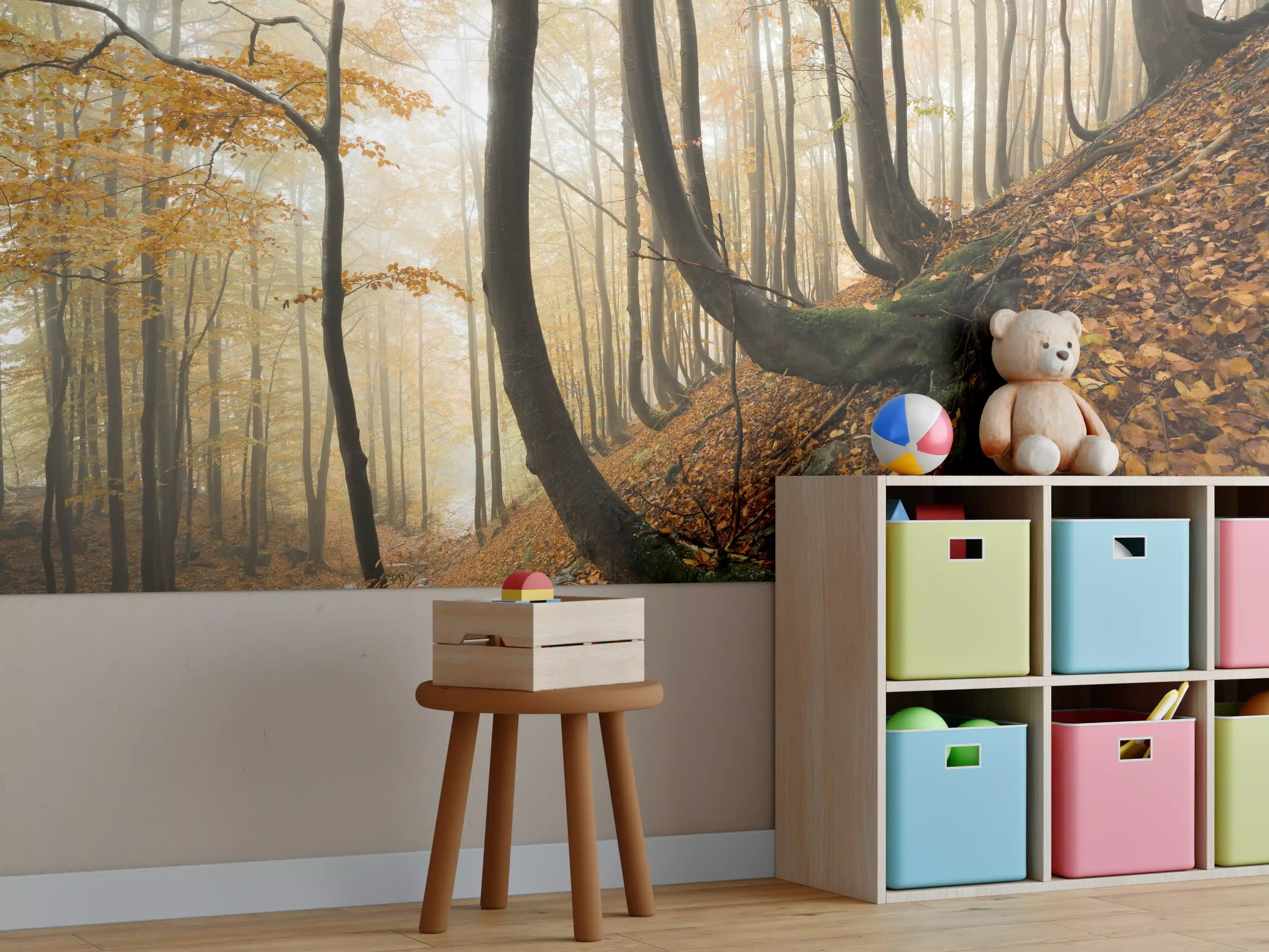 Kinderzimmer Wandgestaltung - Mystischer Wald im Herbst