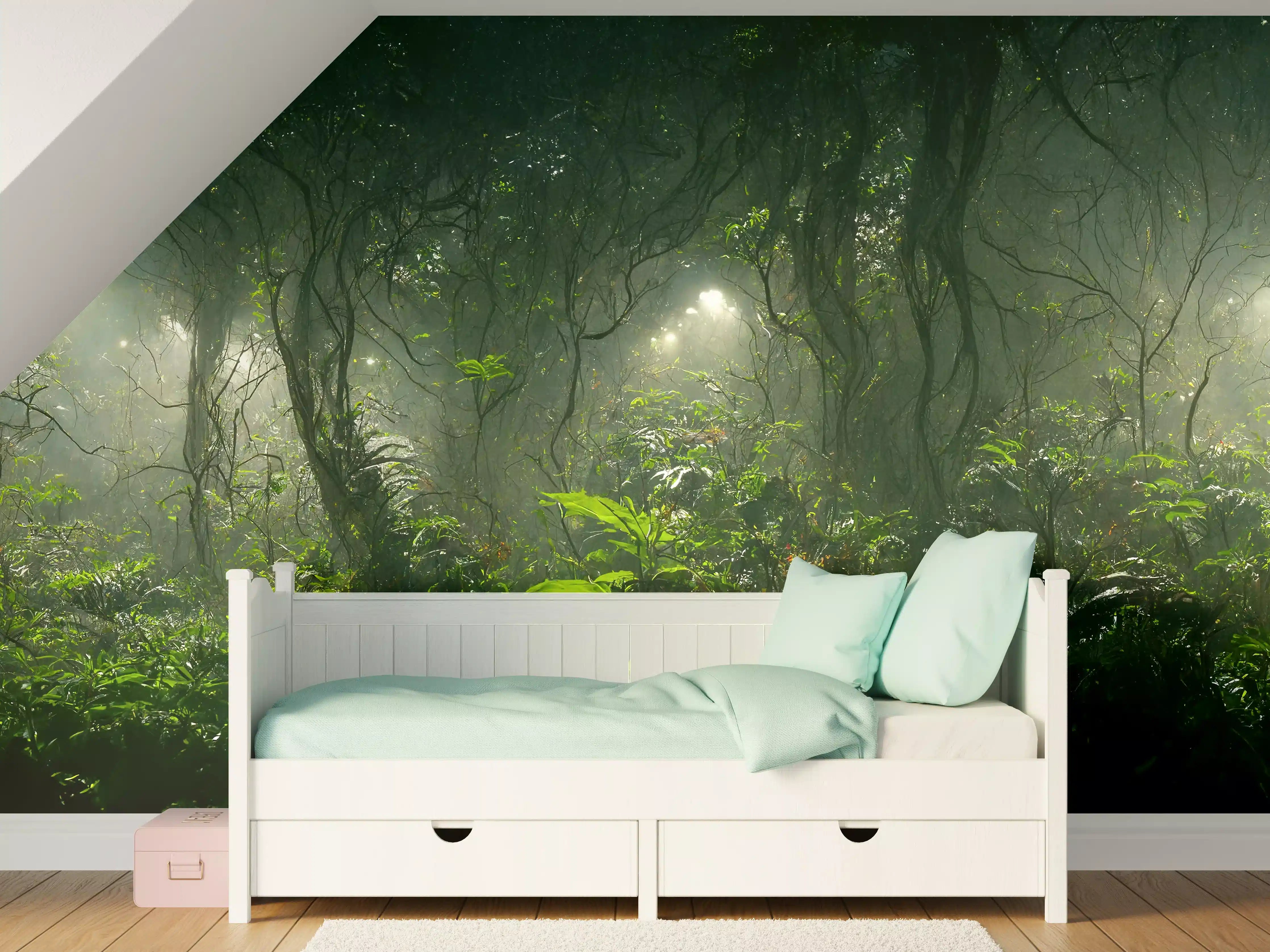 Kinderzimmer Wandgestaltung - Nachtlandschaft des Dschungels