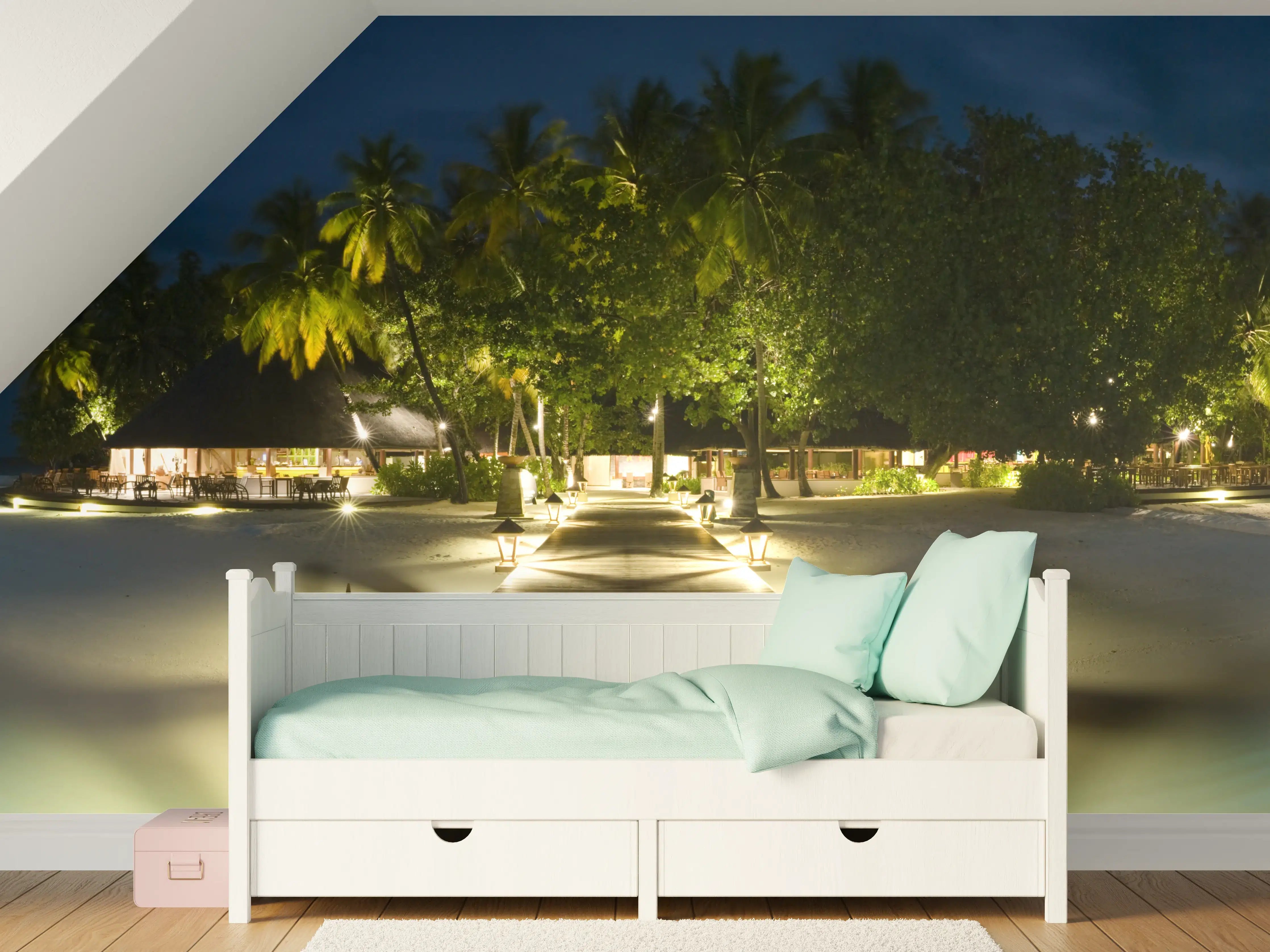 Kinderzimmer Wandgestaltung - Nachtpanorama von Ihuru Island