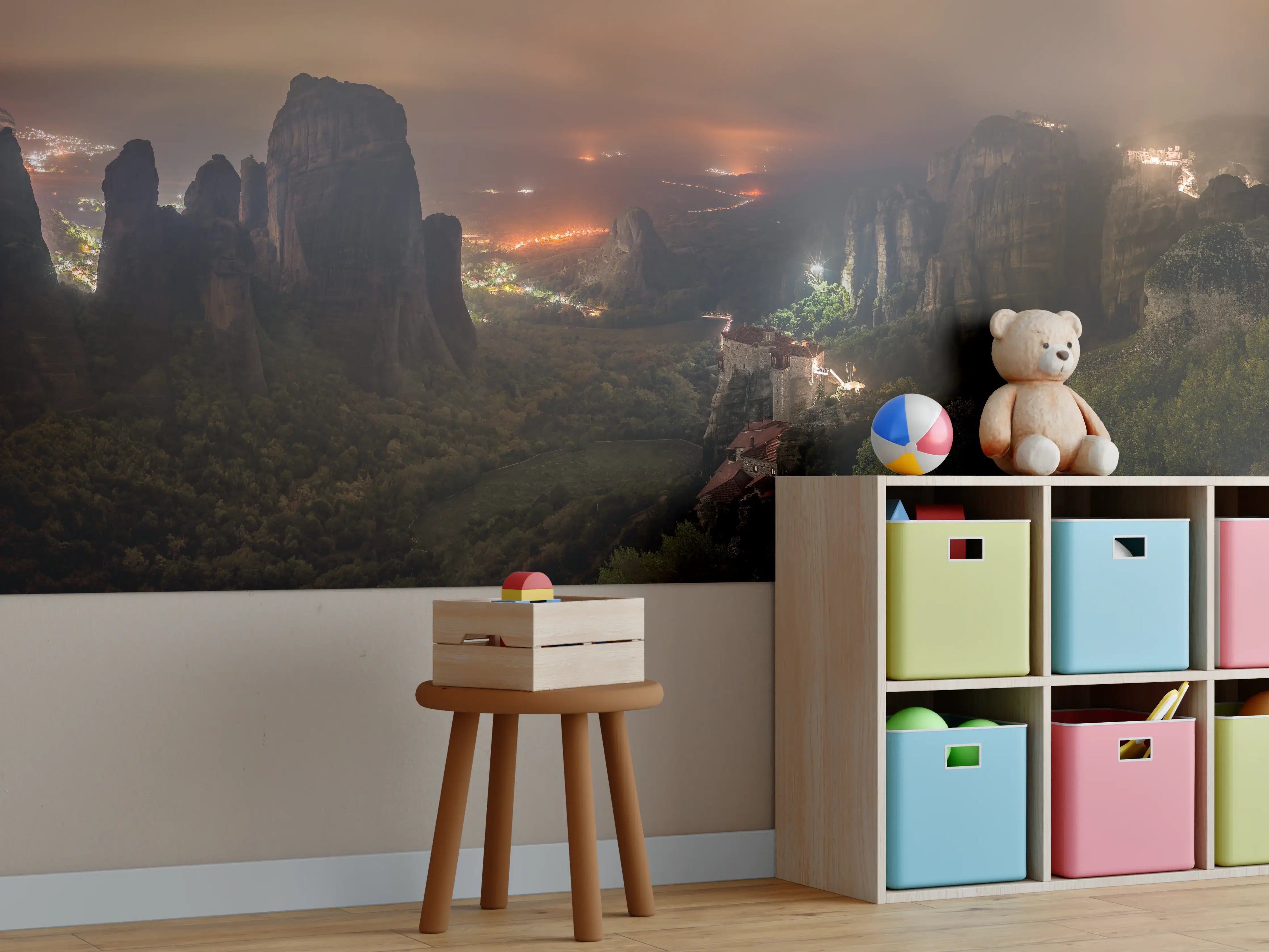 Kinderzimmer Wandgestaltung - Nächtlicher Blick auf Meteora Berge
