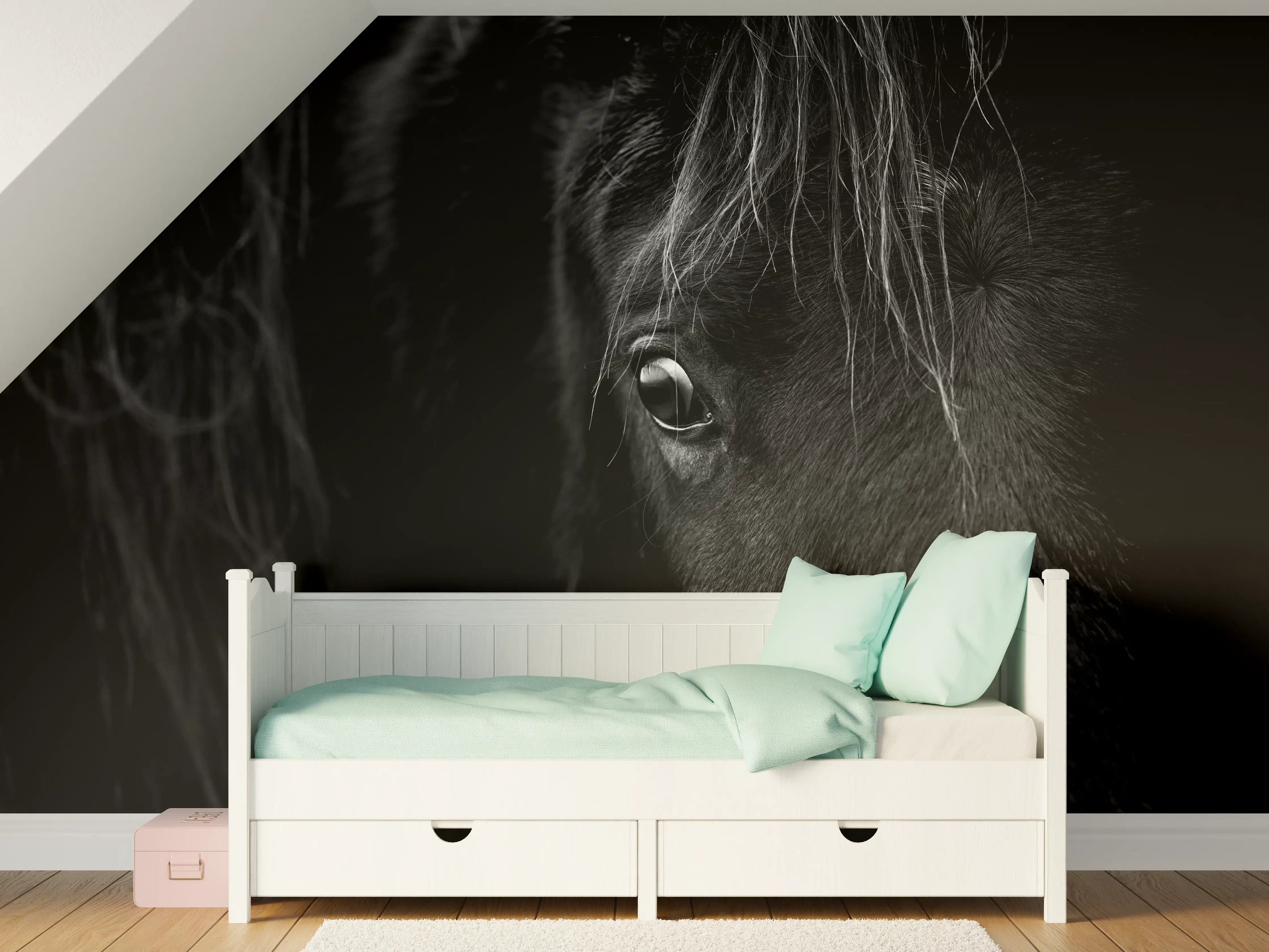 Kinderzimmer Wandgestaltung - Nahaufnahme - Pferdekopf