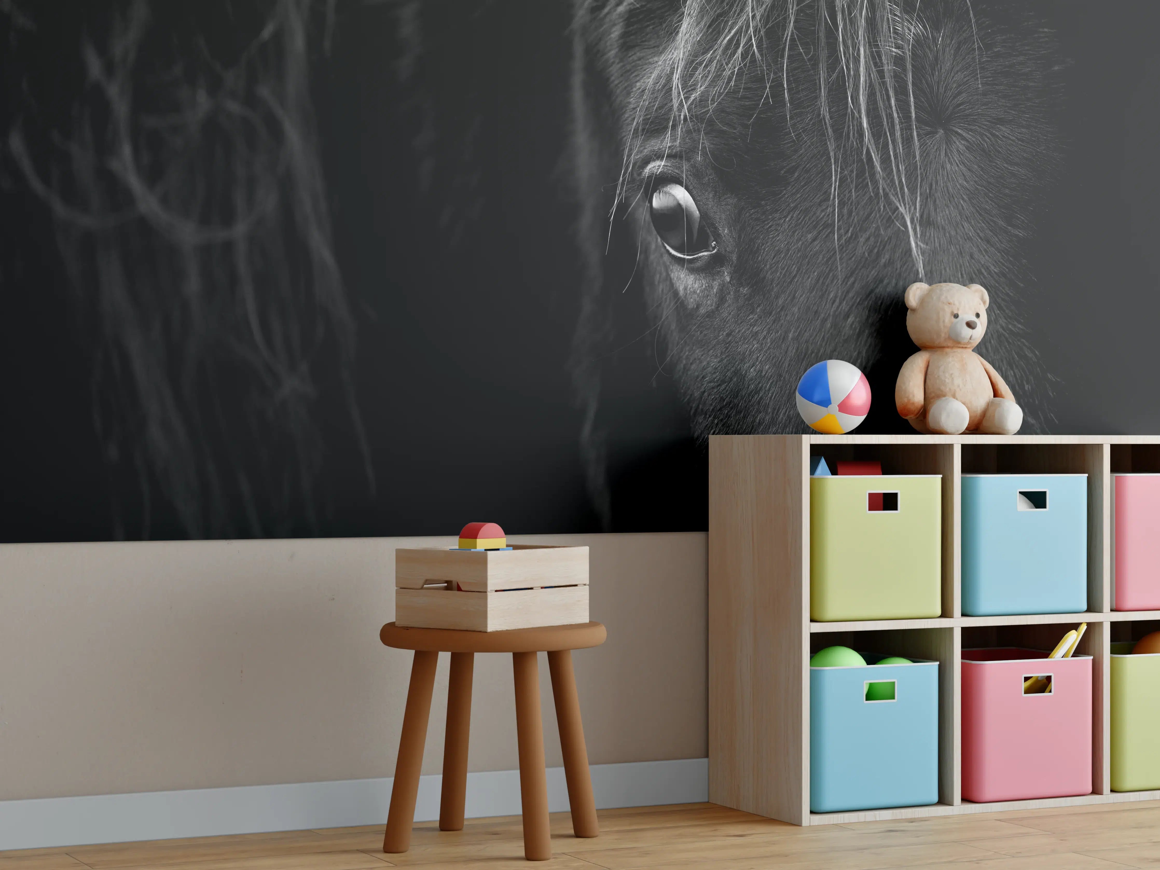Kinderzimmer Wandgestaltung - Nahaufnahme - Pferdekopf