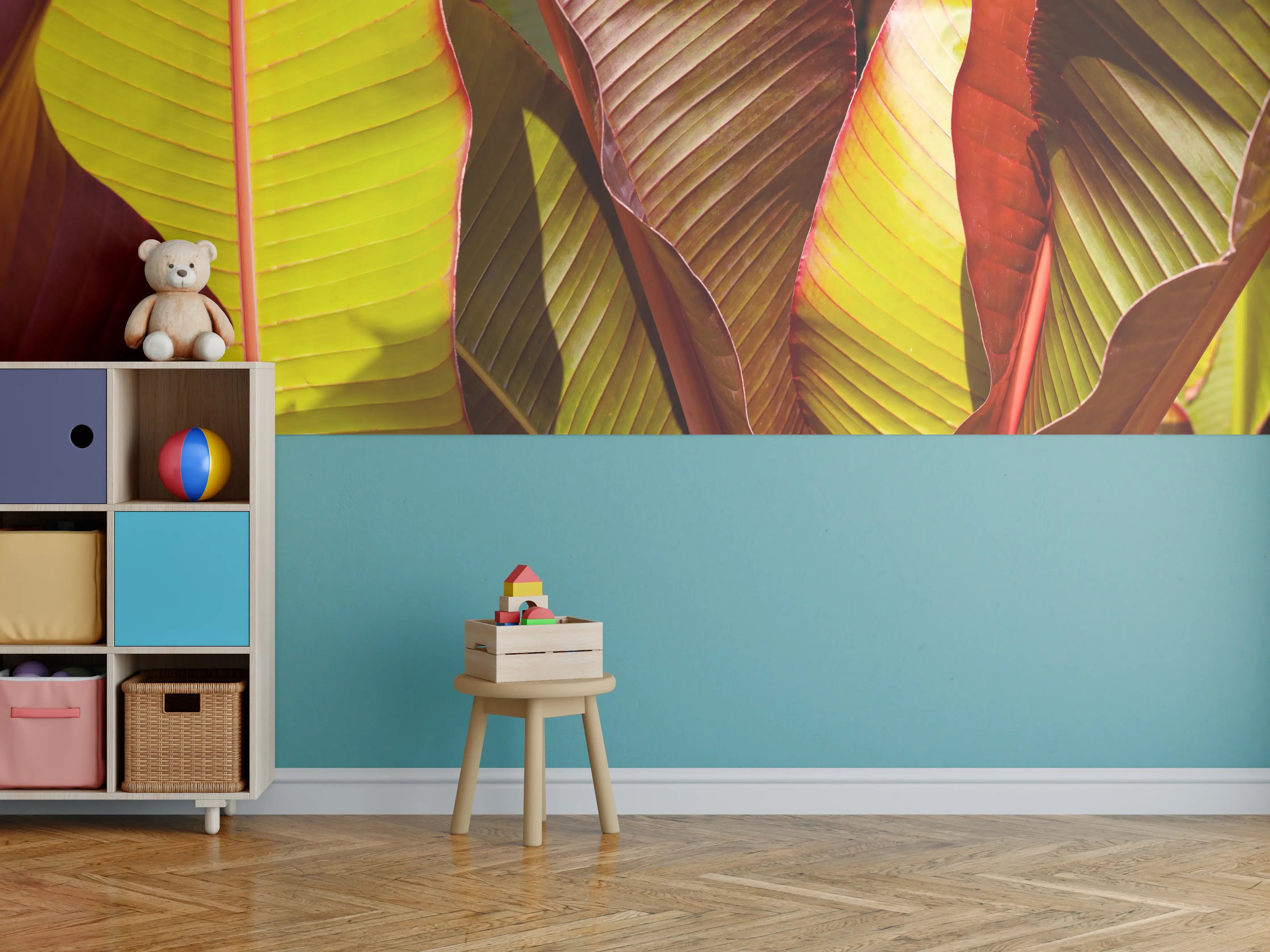 Kinderzimmer Wandgestaltung - Nahaufnahme von Bananenblättern