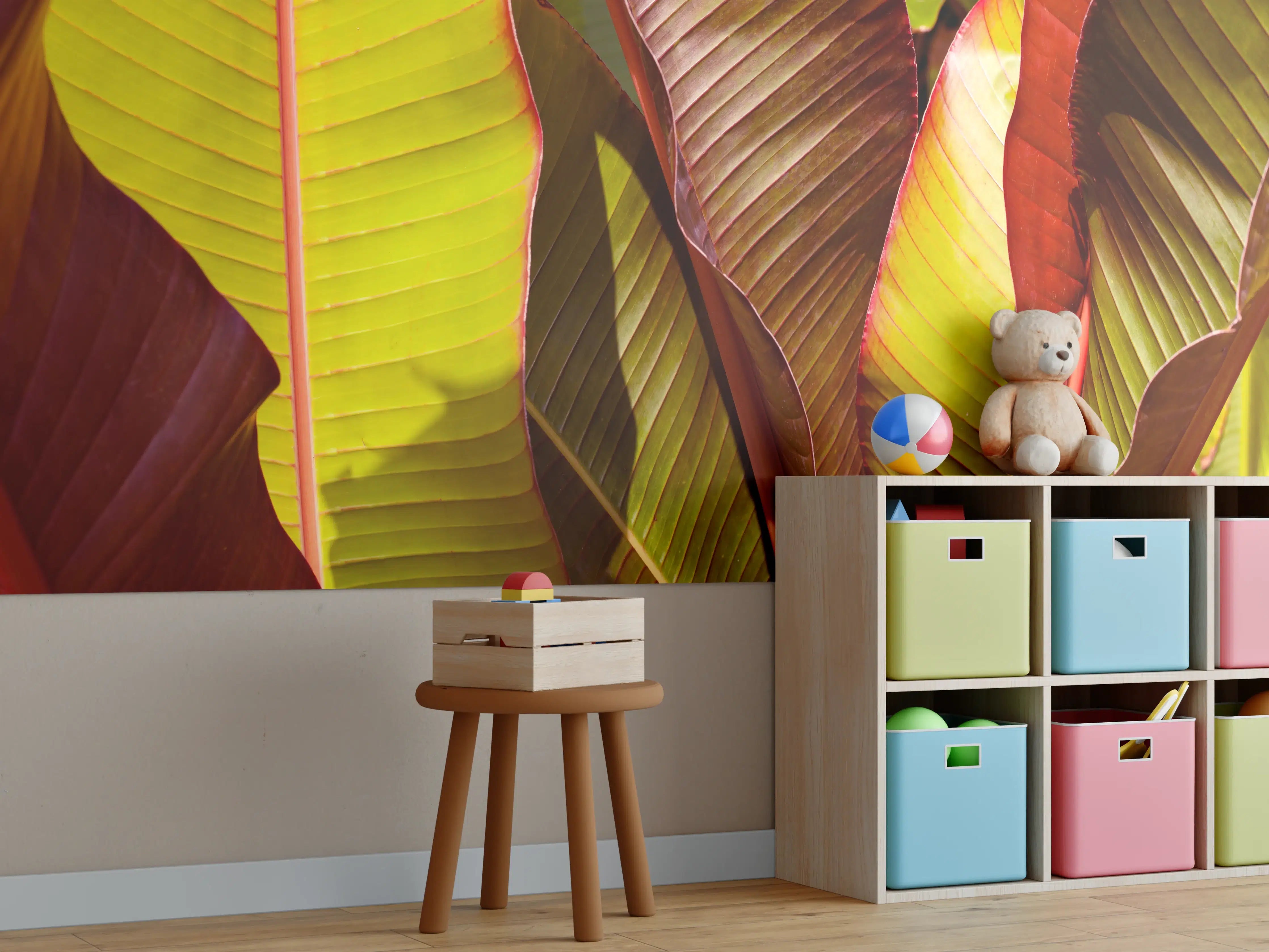 Kinderzimmer Wandgestaltung - Nahaufnahme von Bananenblättern