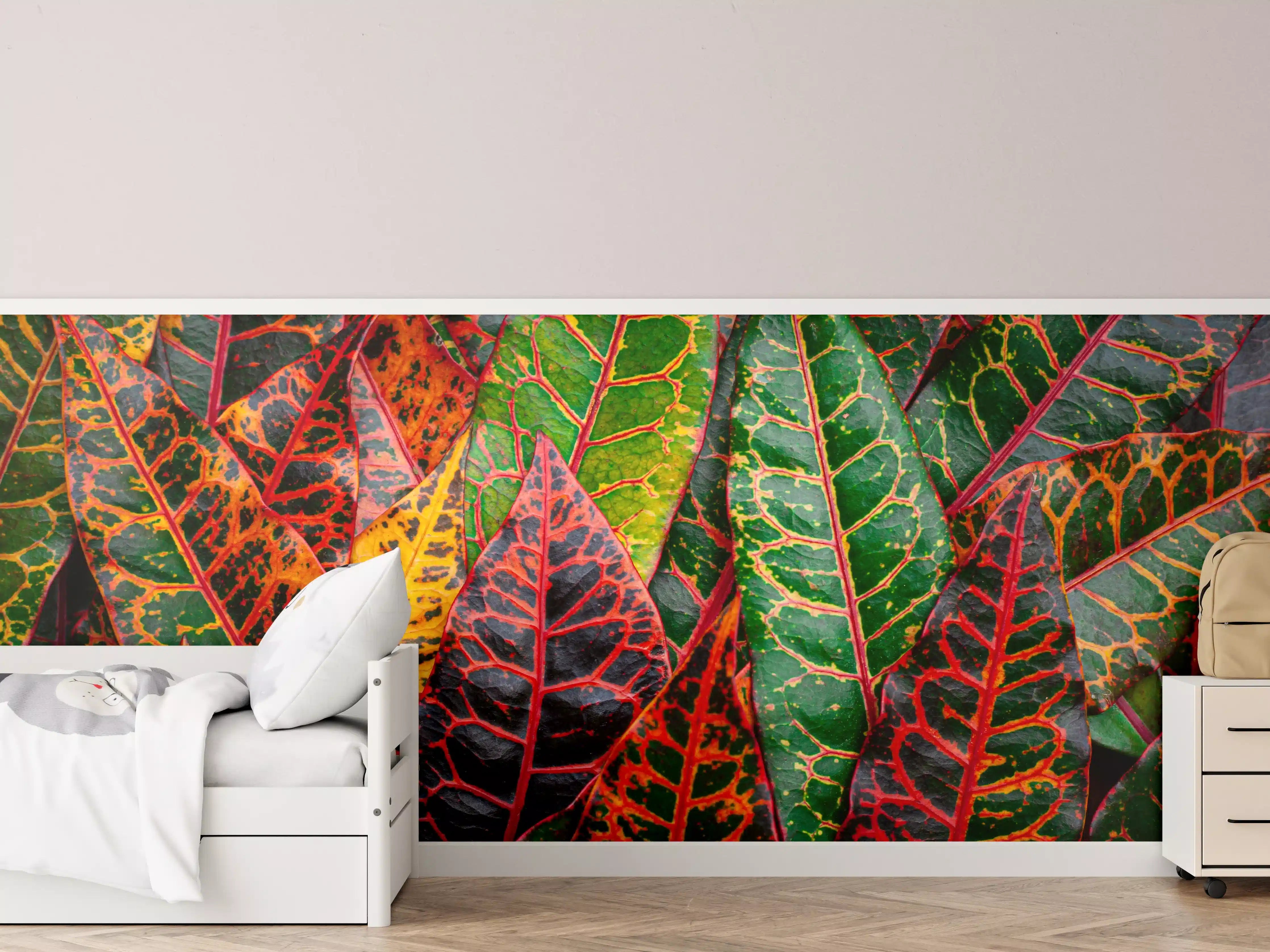 Kinderzimmer Wandgestaltung - Nahaufnahme von einzigartigen bunten Blättern