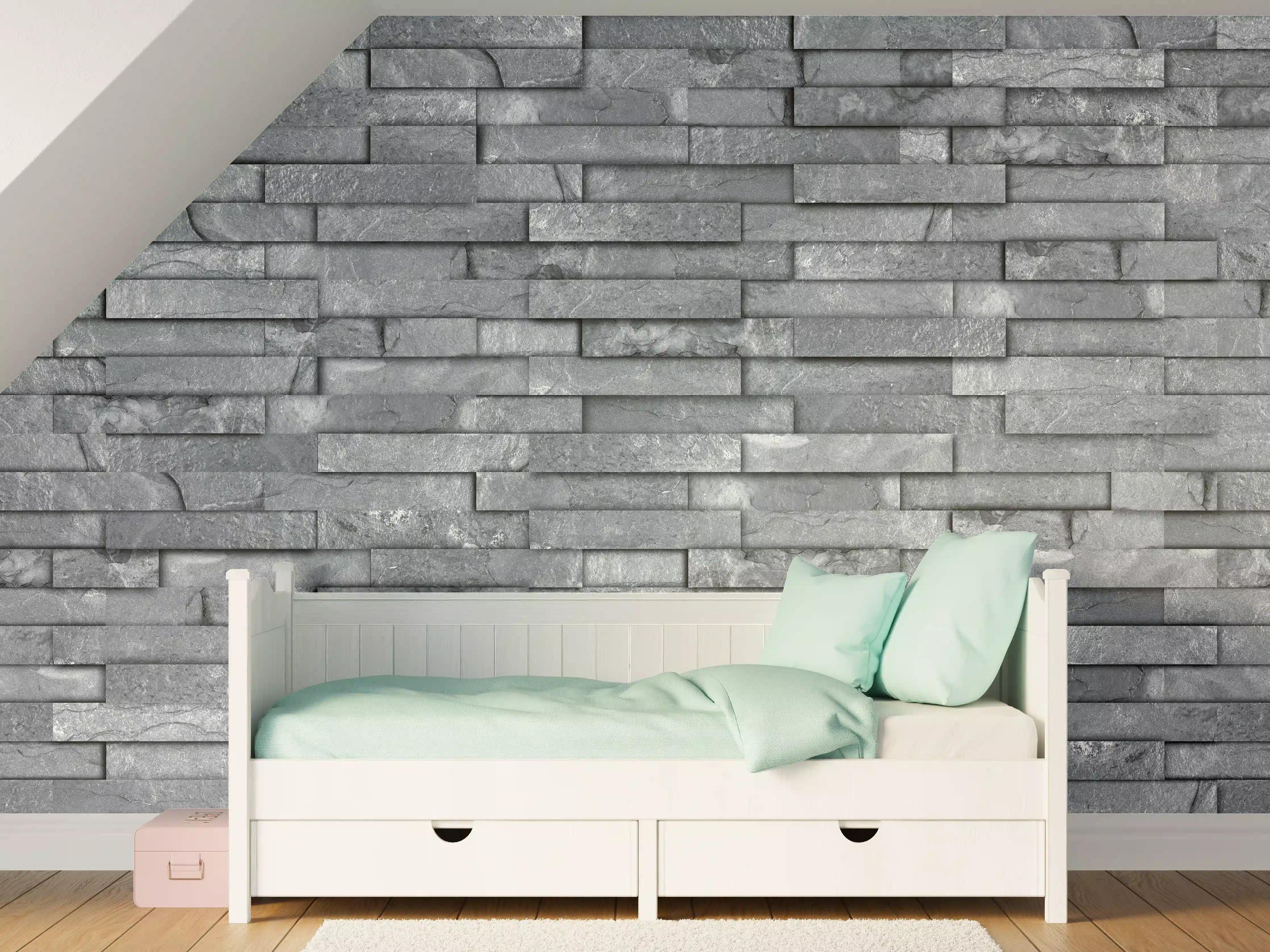 Kinderzimmer Wandgestaltung - Nahtlose graue Schiefersteinwand Textur