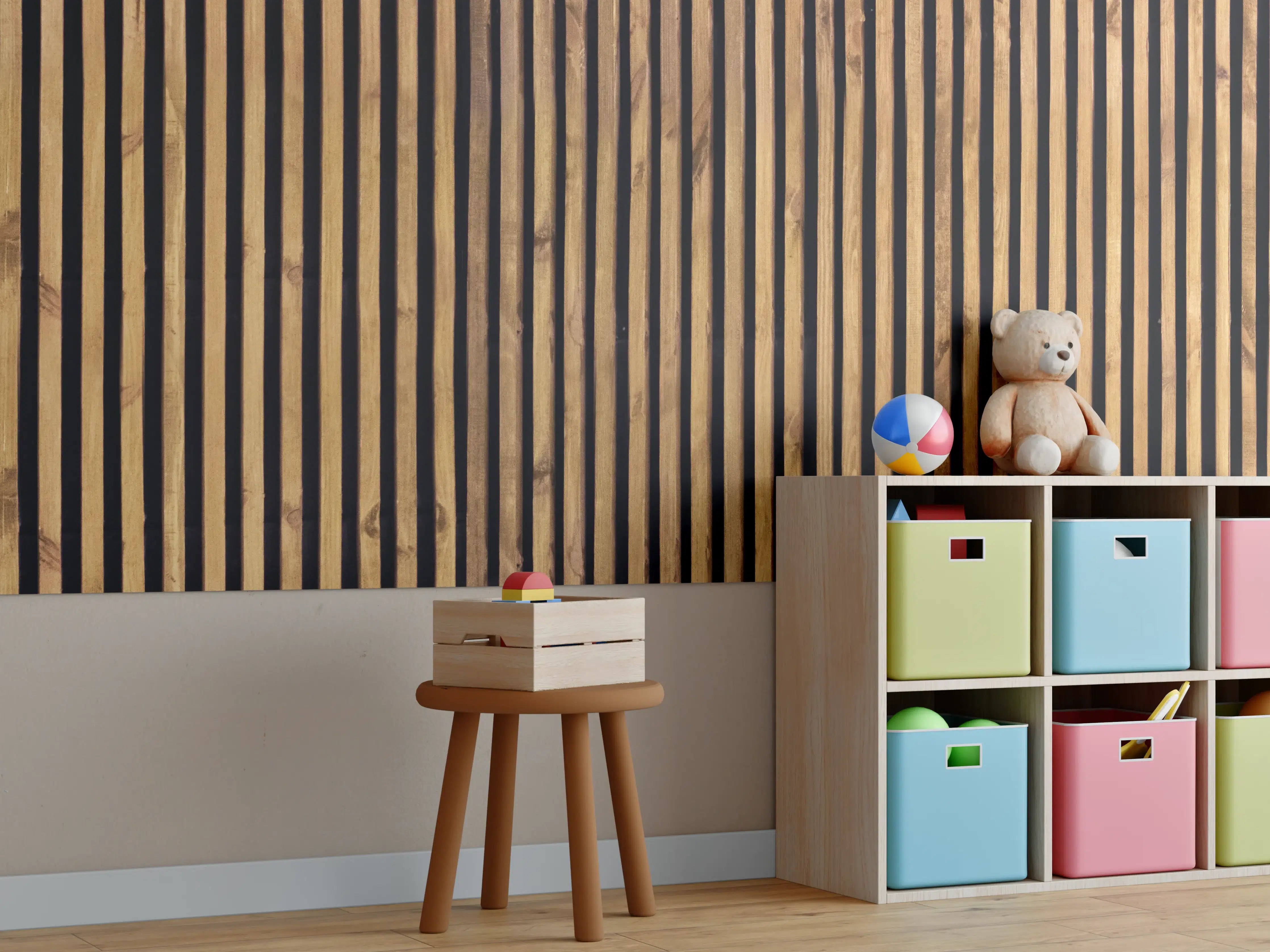 Kinderzimmer Wandgestaltung - Nahtloses Muster aus Holzlatten