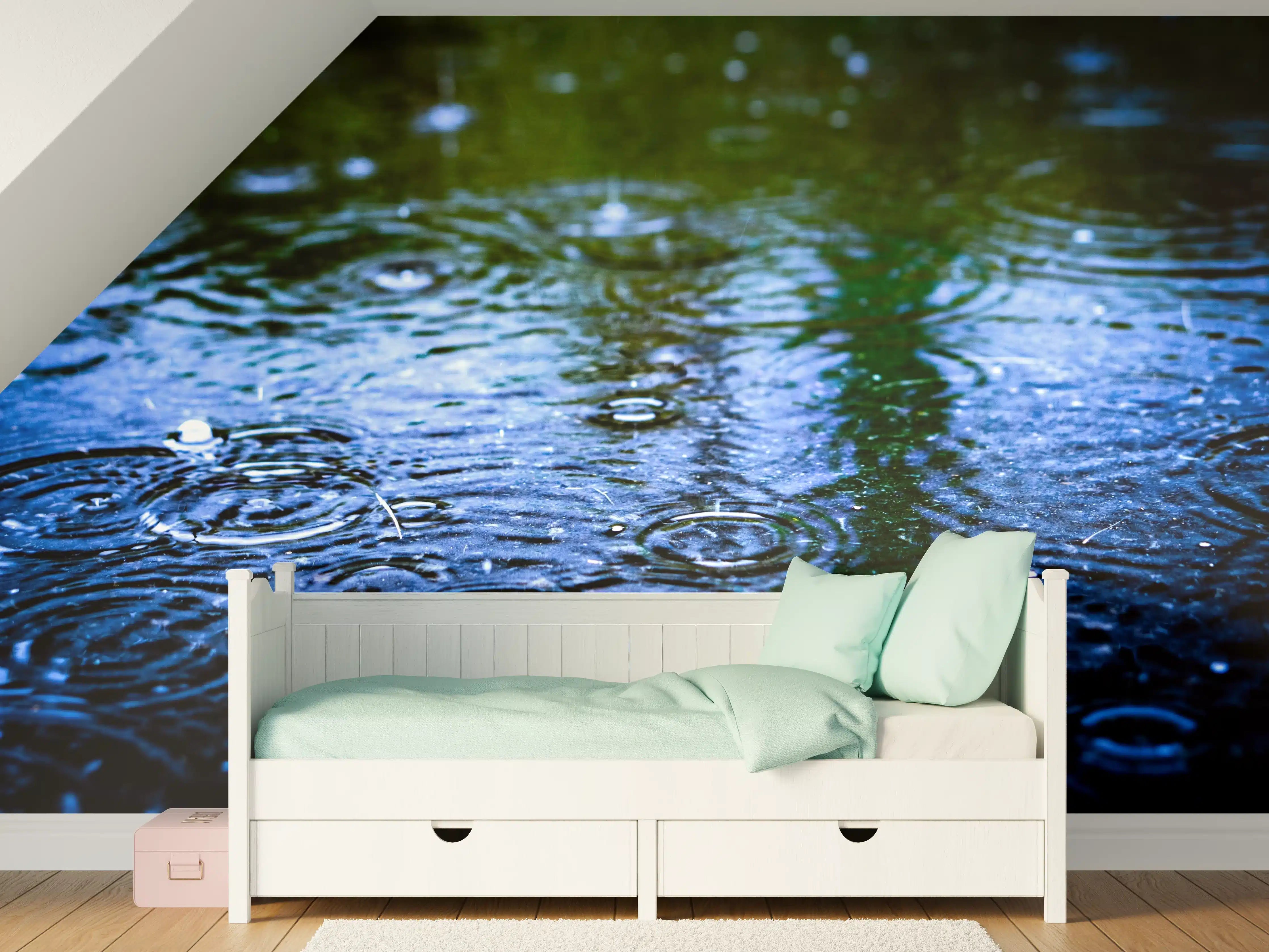 Kinderzimmer Wandgestaltung - Nassbodentropfen bei Regen