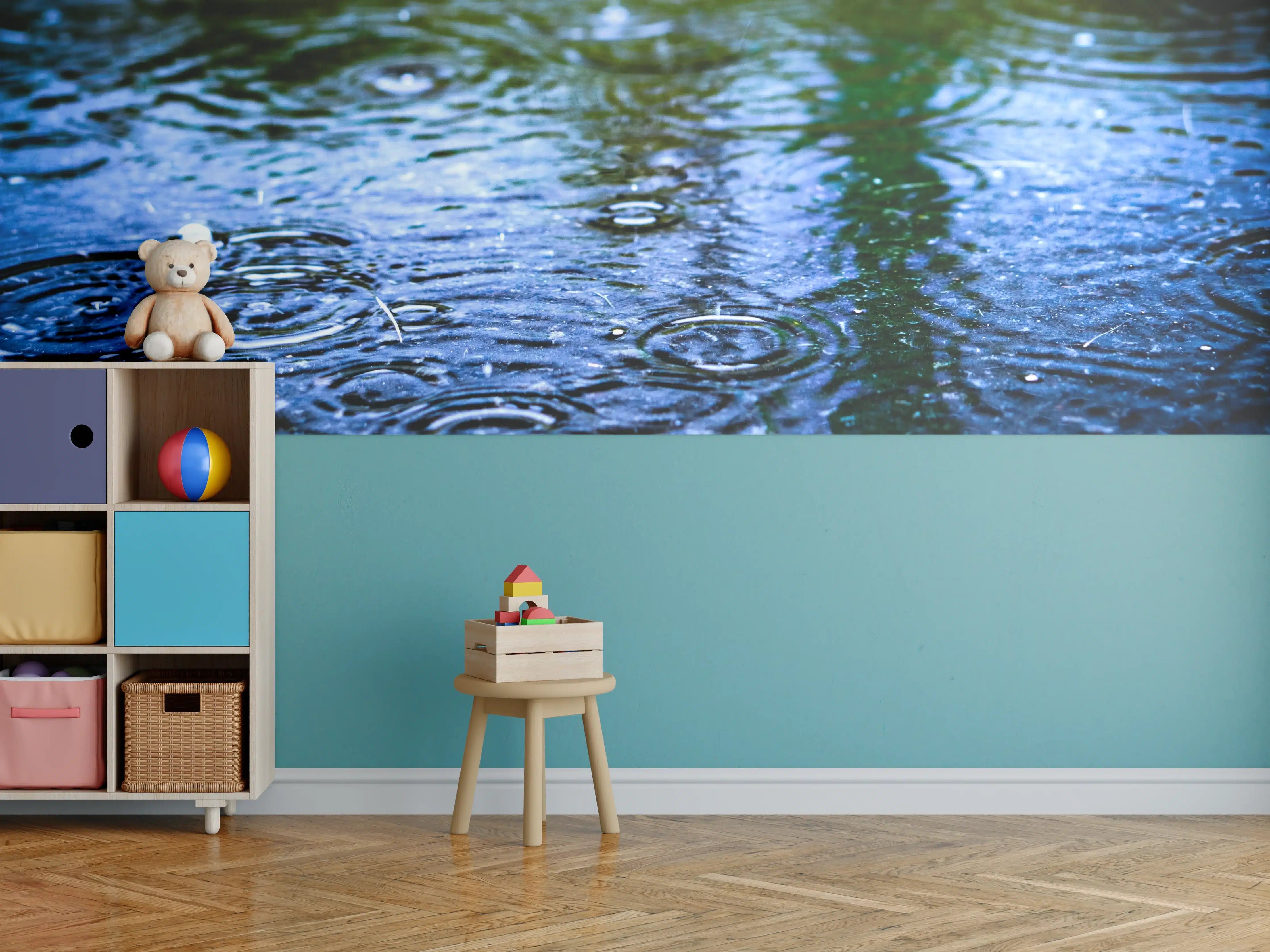 Kinderzimmer Wandgestaltung - Nassbodentropfen bei Regen