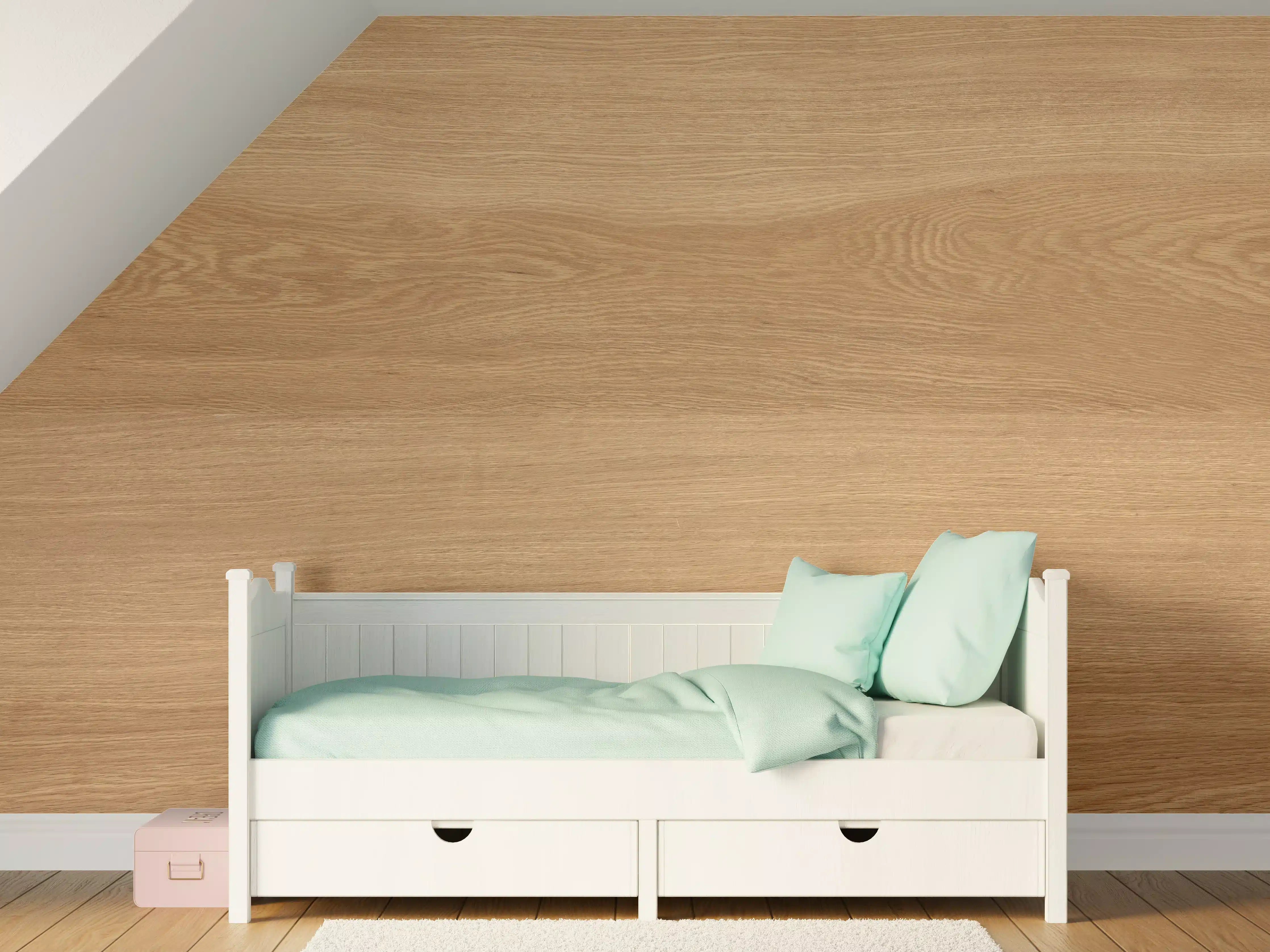 Kinderzimmer Wandgestaltung - Natürliche Holztöne mit feiner Maserung