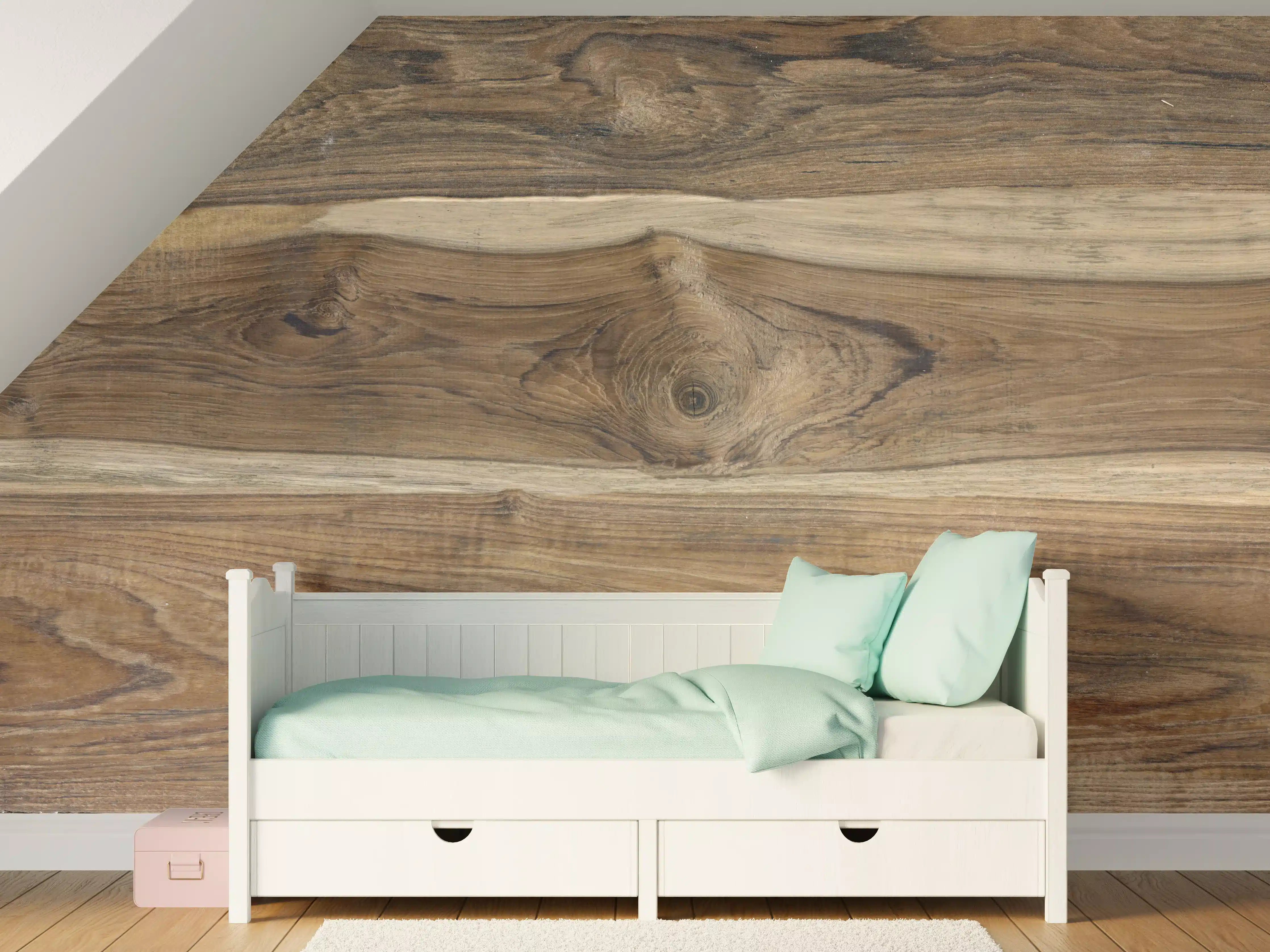 Kinderzimmer Wandgestaltung - Natürliche Holztöne mit warmer Maserung