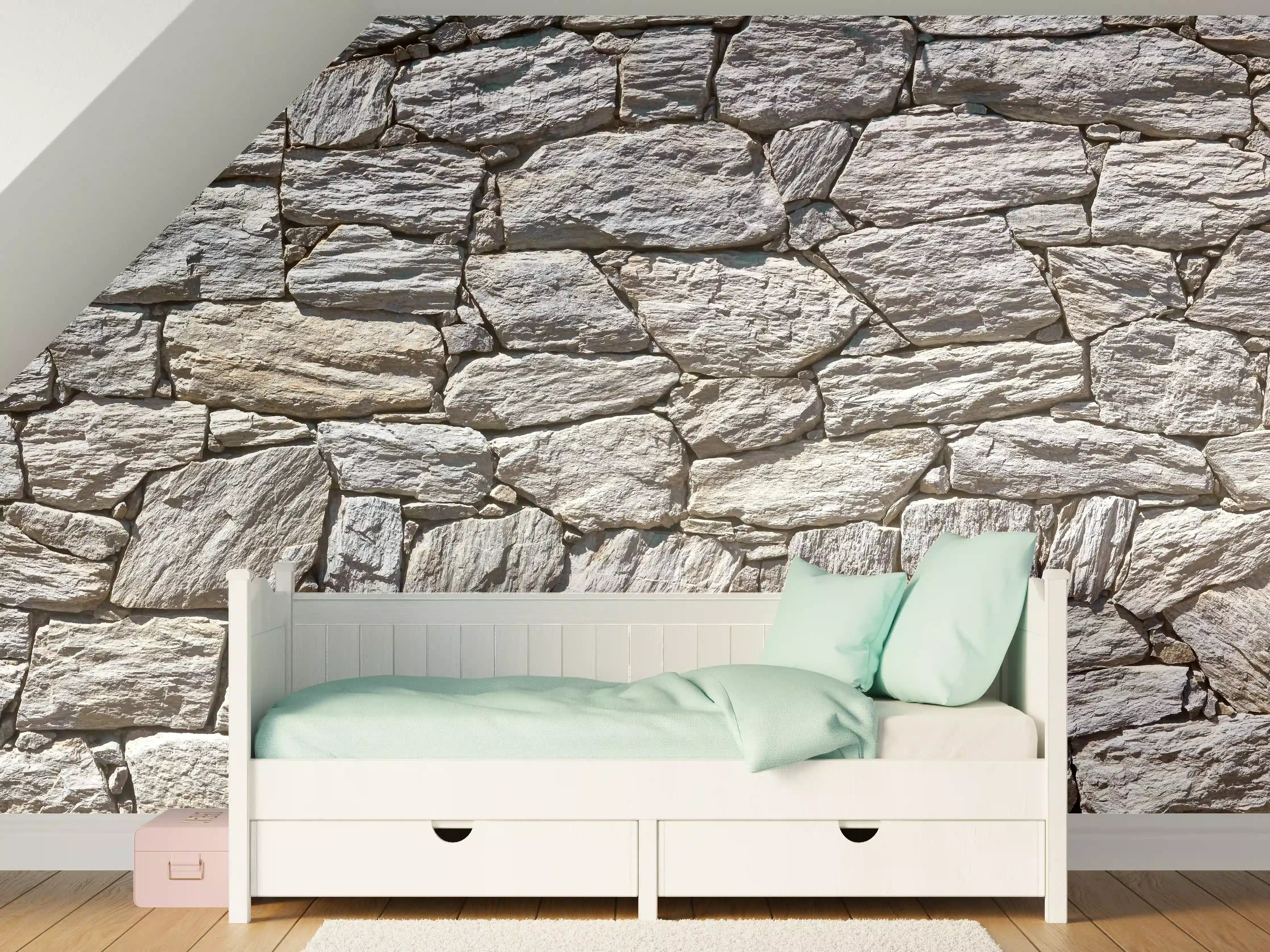 Kinderzimmer Wandgestaltung - Natürliche Steinmauer