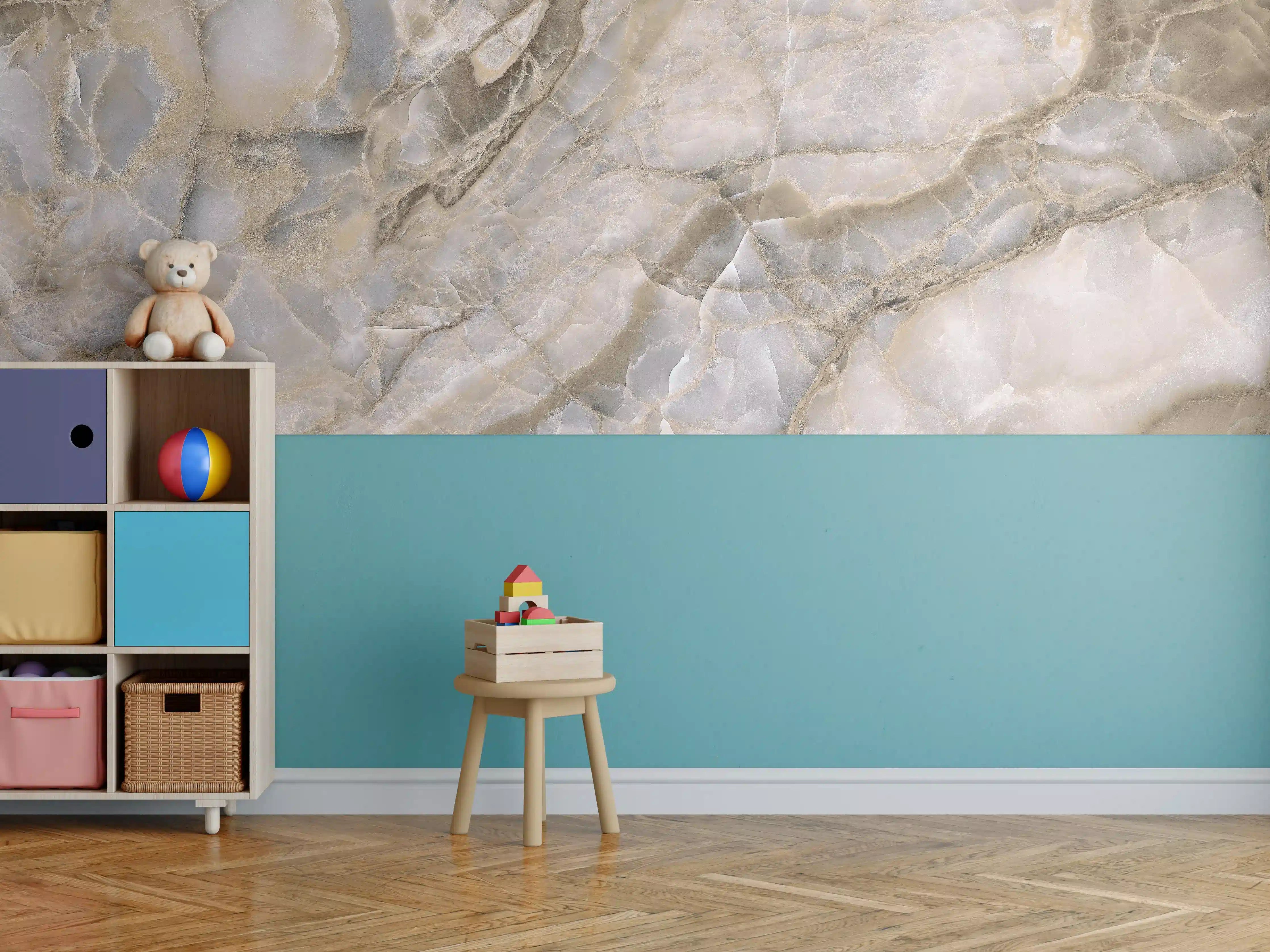 Kinderzimmer Wandgestaltung - Natürliche graue Onyx Oberfläche