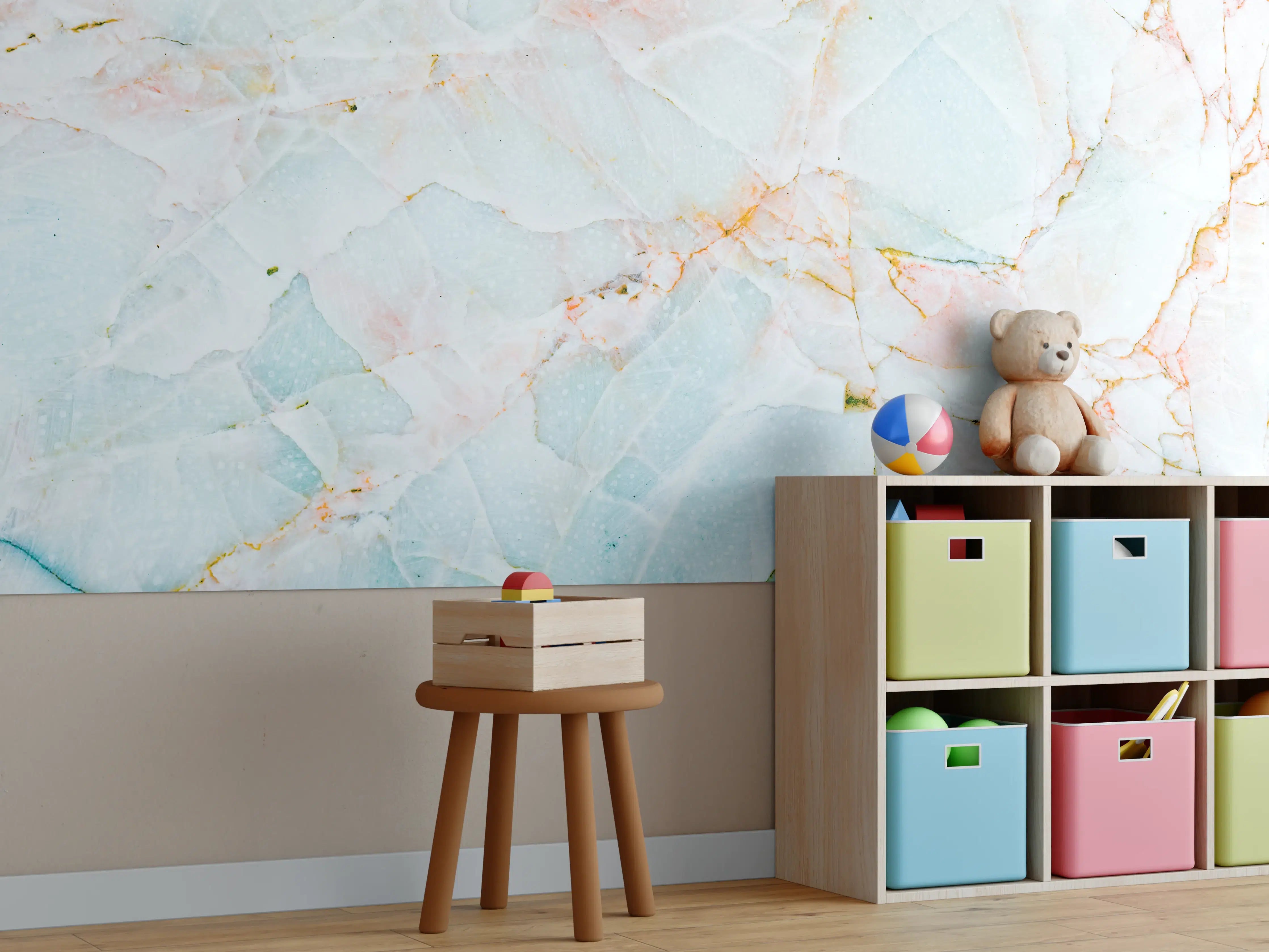Kinderzimmer Wandgestaltung - Natürlicher bläulicher Marmor 