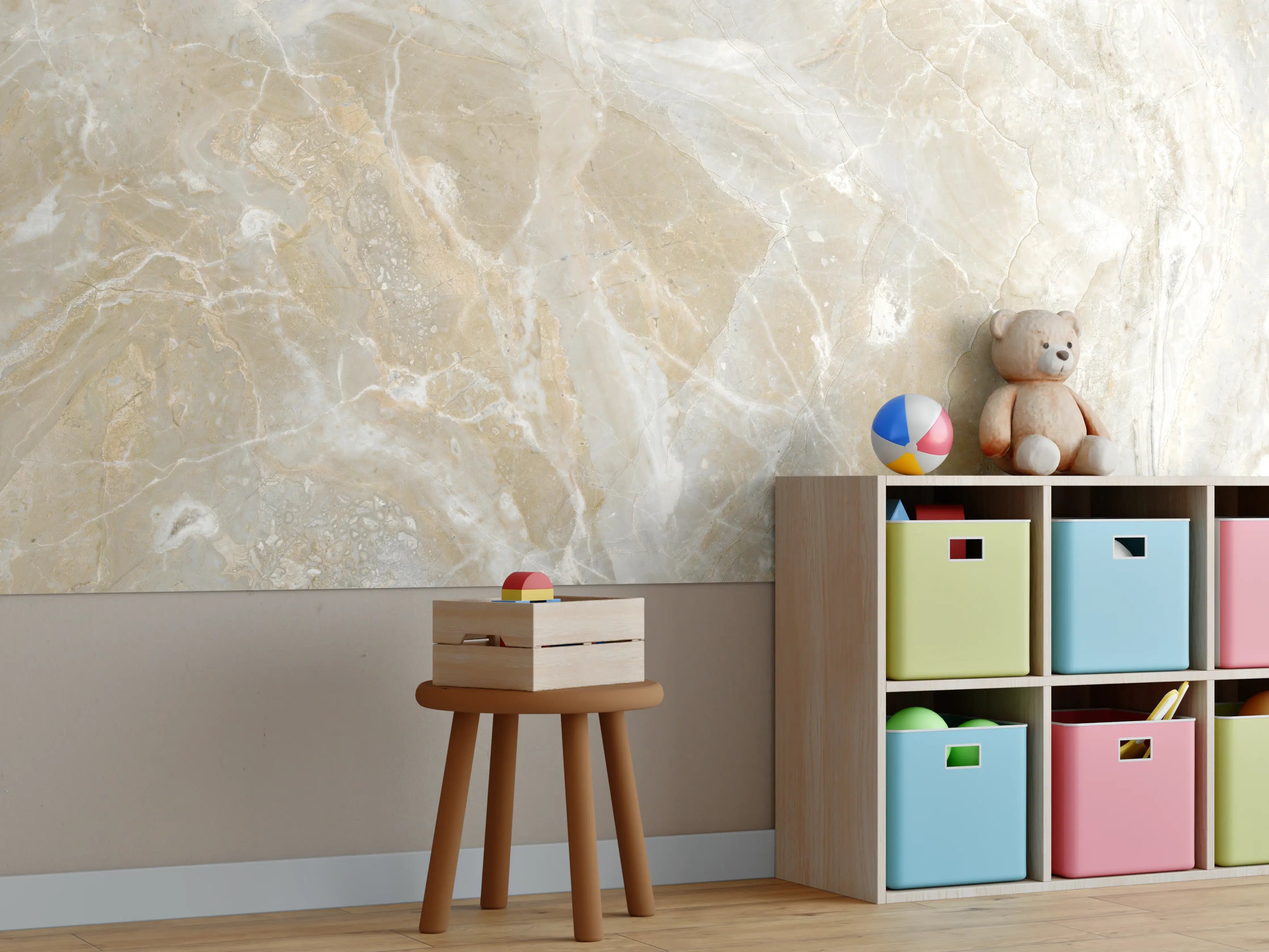 Kinderzimmer Wandgestaltung - Natürliches Muster aus Marmor - Hell