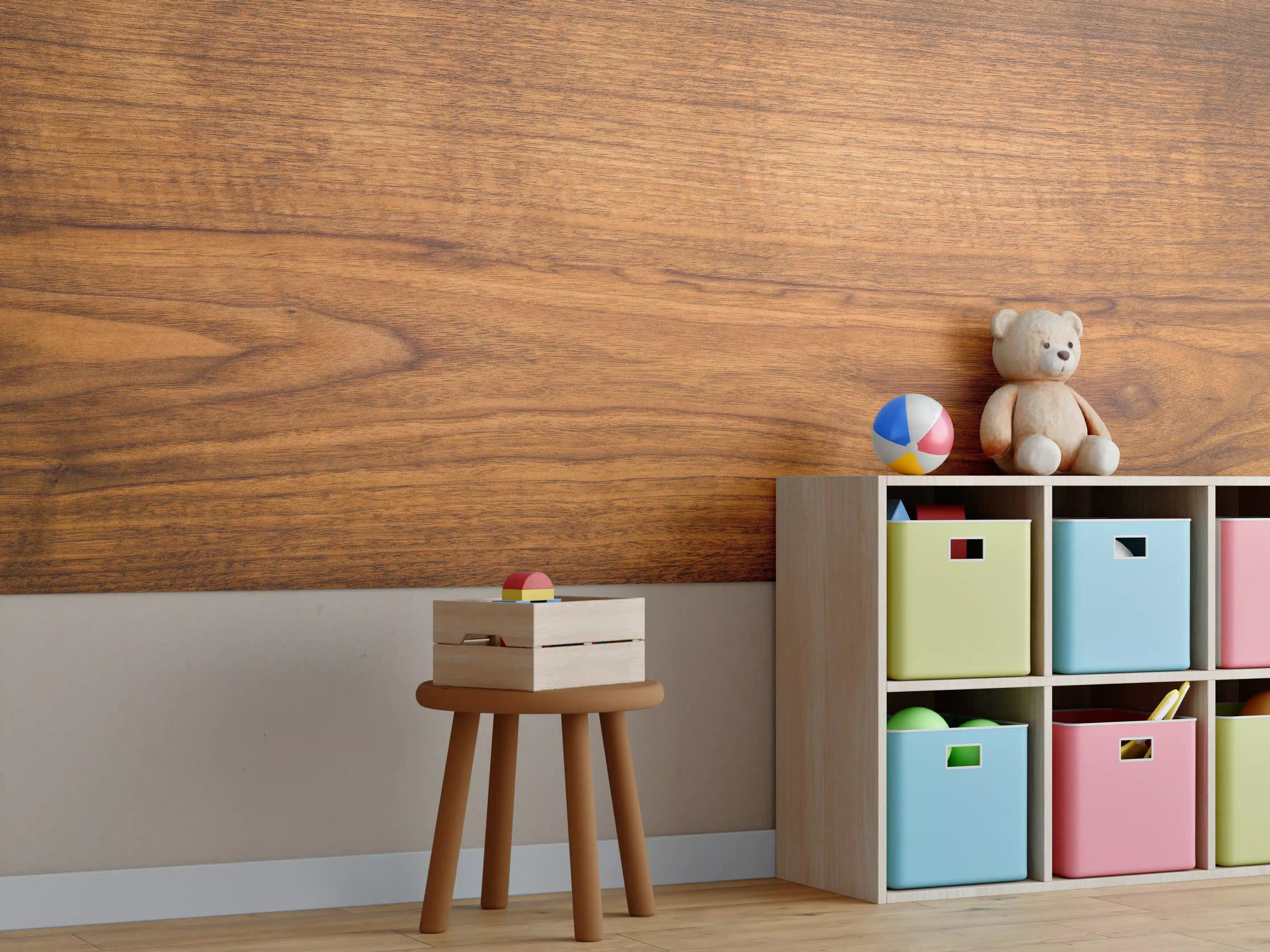 Kinderzimmer Wandgestaltung - Natürliches sattes Eichenholz