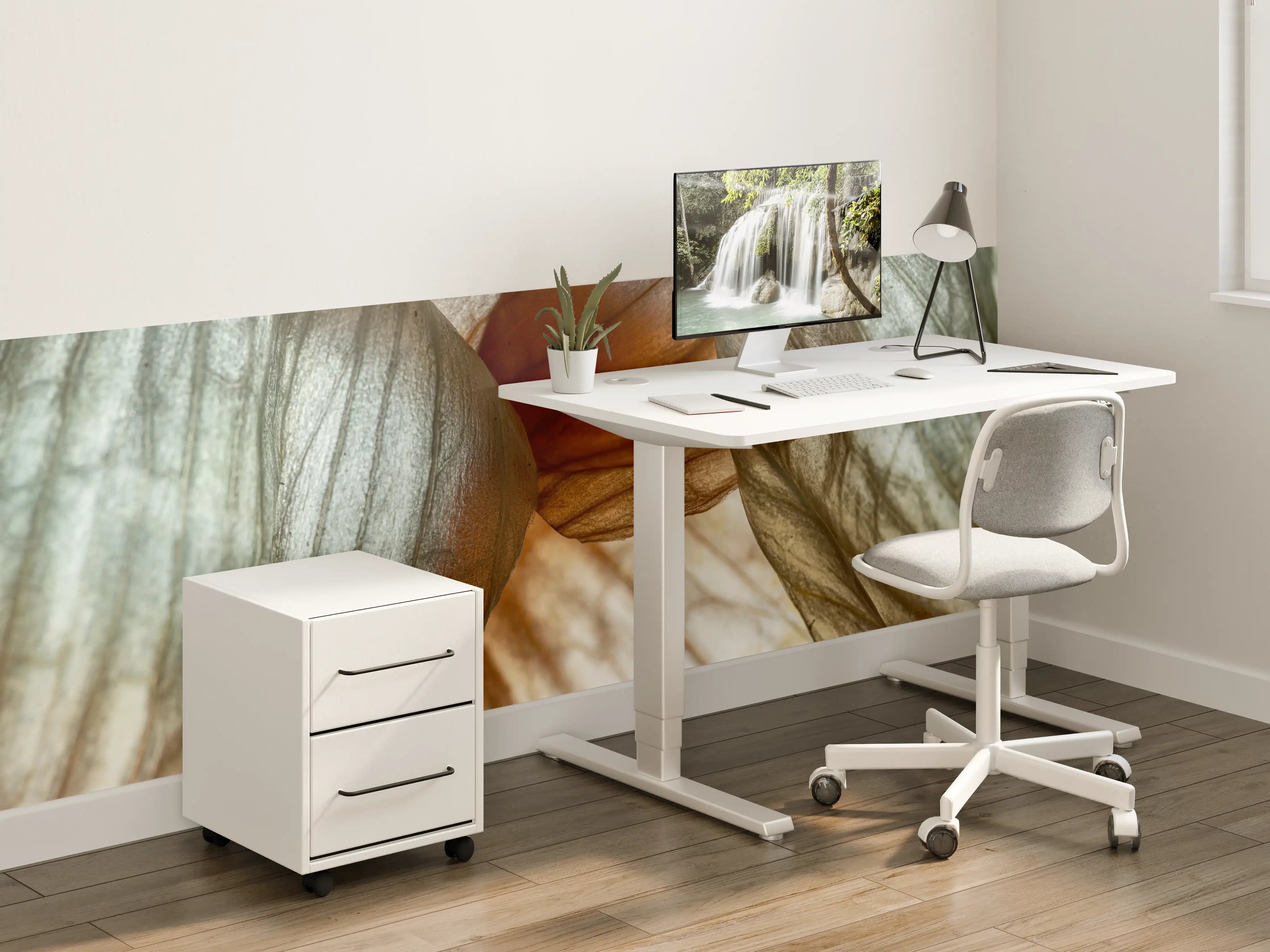 Kinderzimmer Wandgestaltung - Naturhafte Blätterstruktur in sanften Tönen