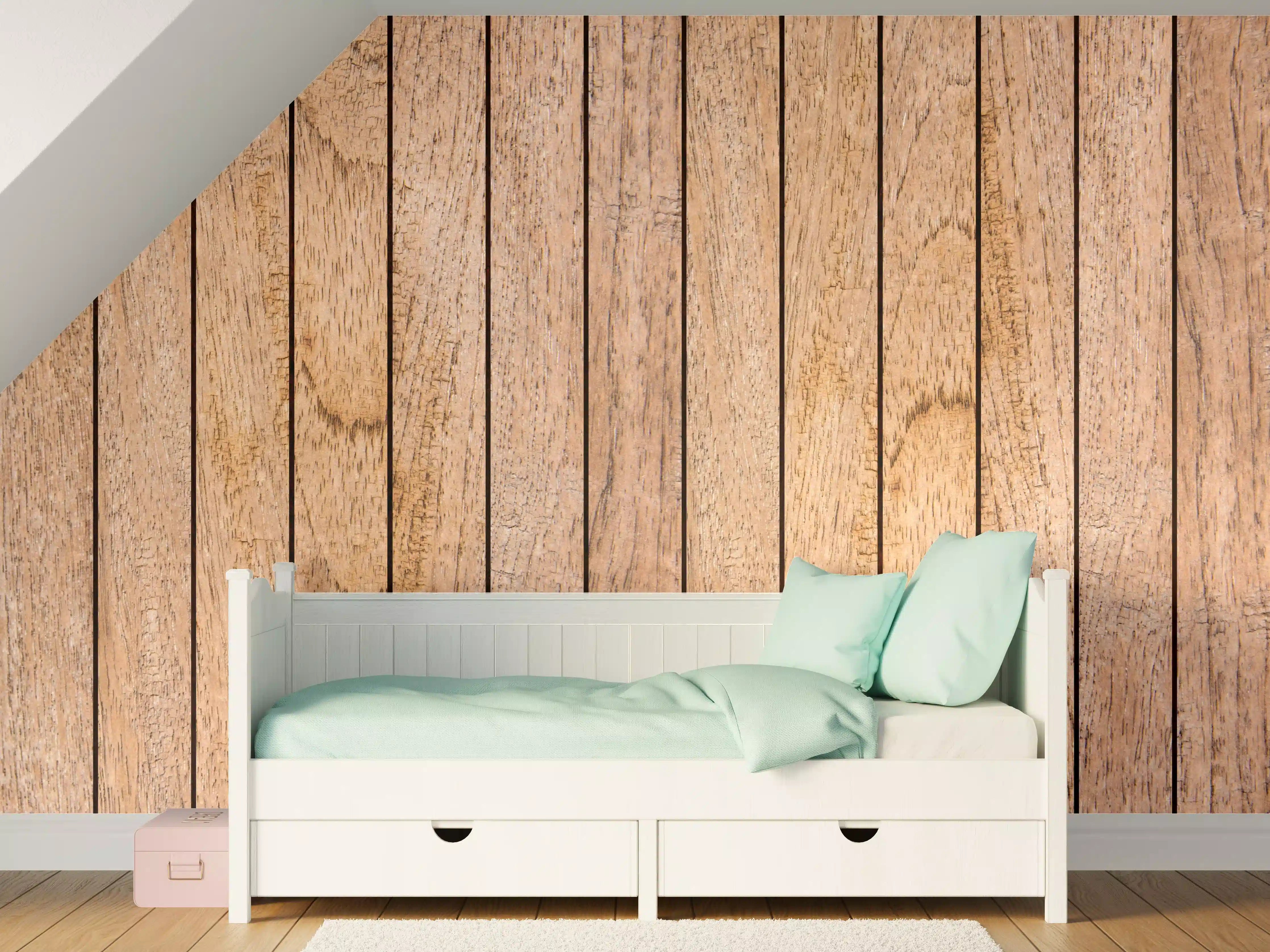 Kinderzimmer Wandgestaltung - Naturholz Bretter Muster