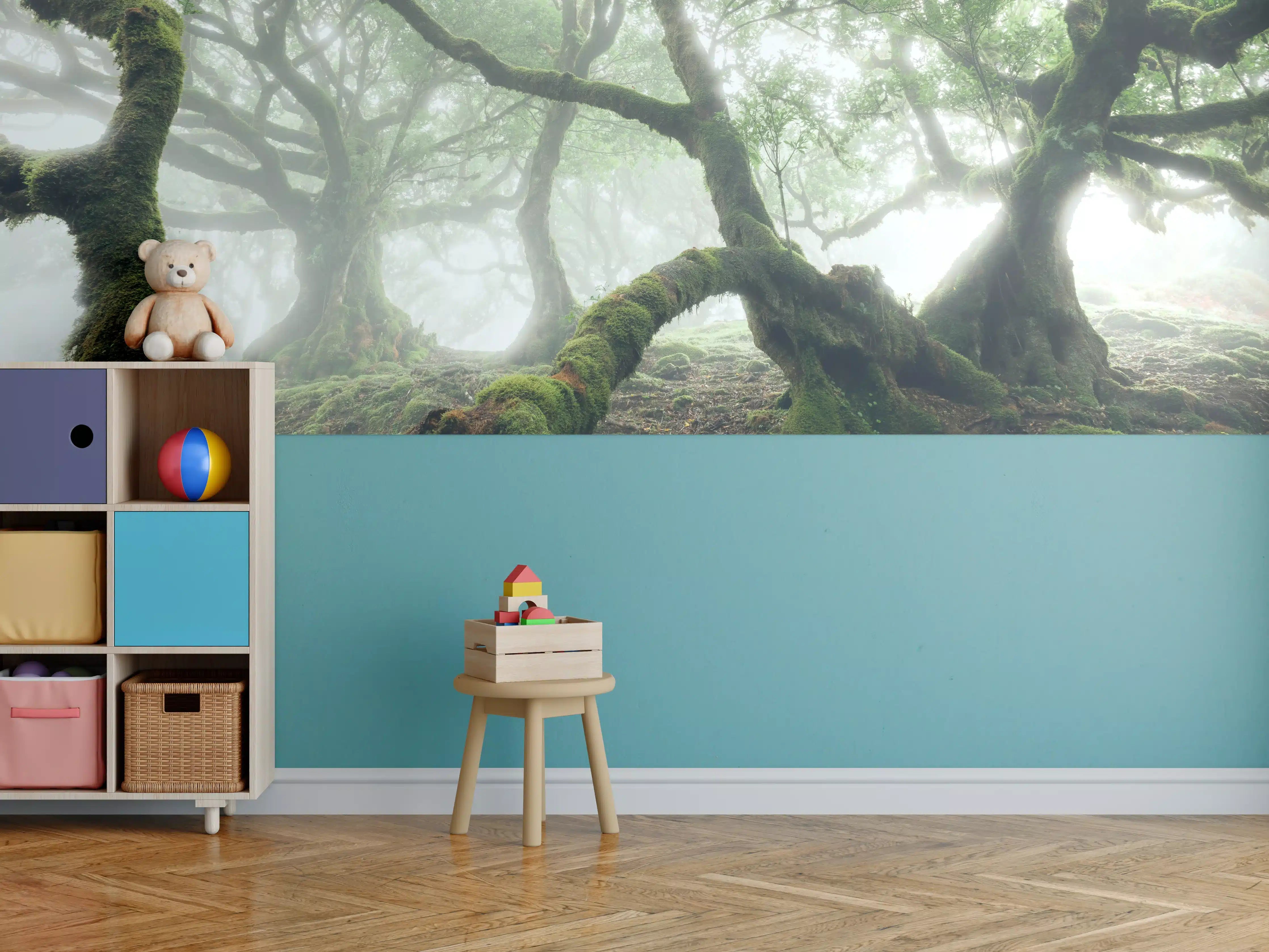 Kinderzimmer Wandgestaltung - Nebeliger, mystischer Wald