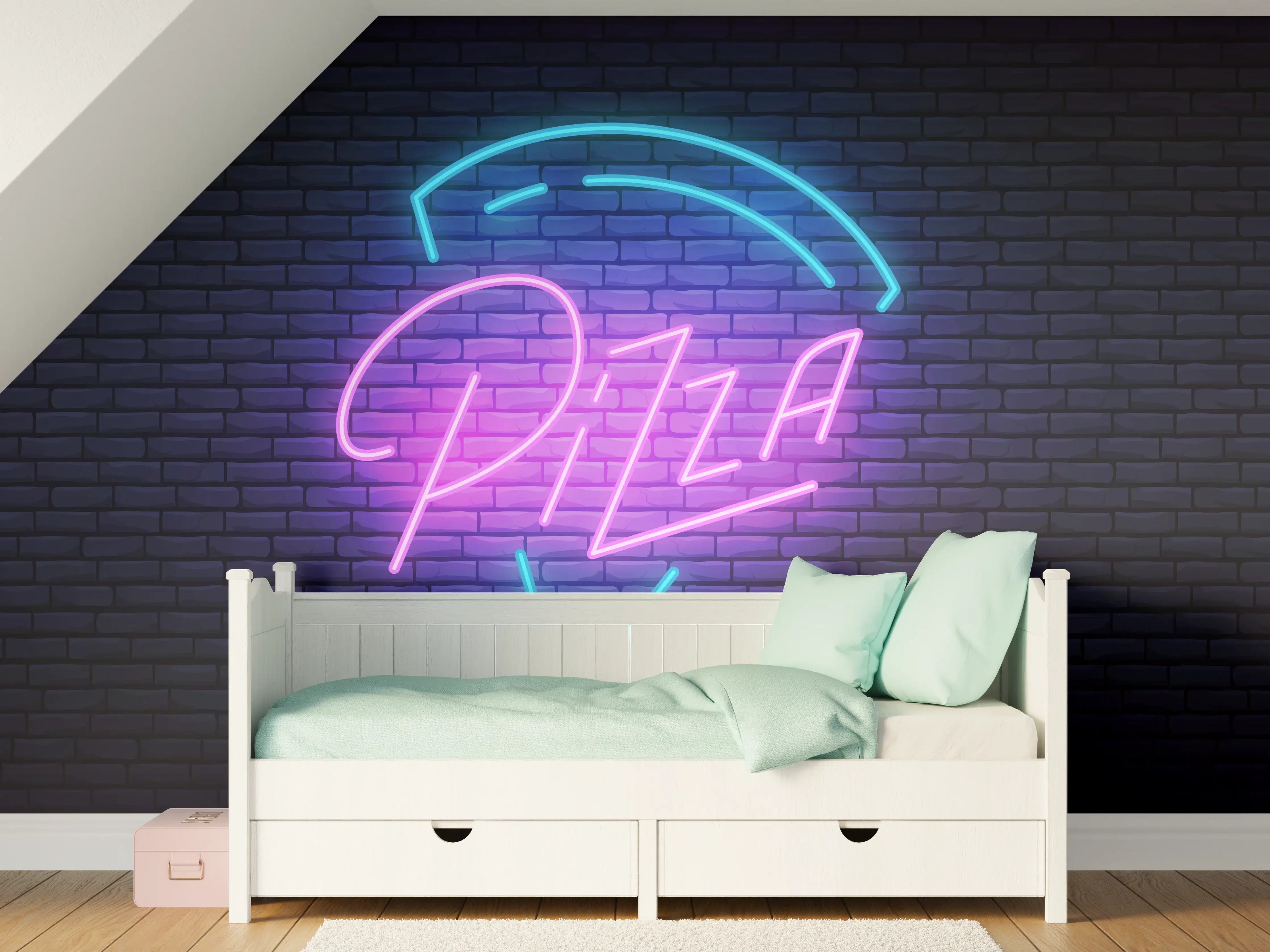 Kinderzimmer Wandgestaltung - Neon Pizza Schild