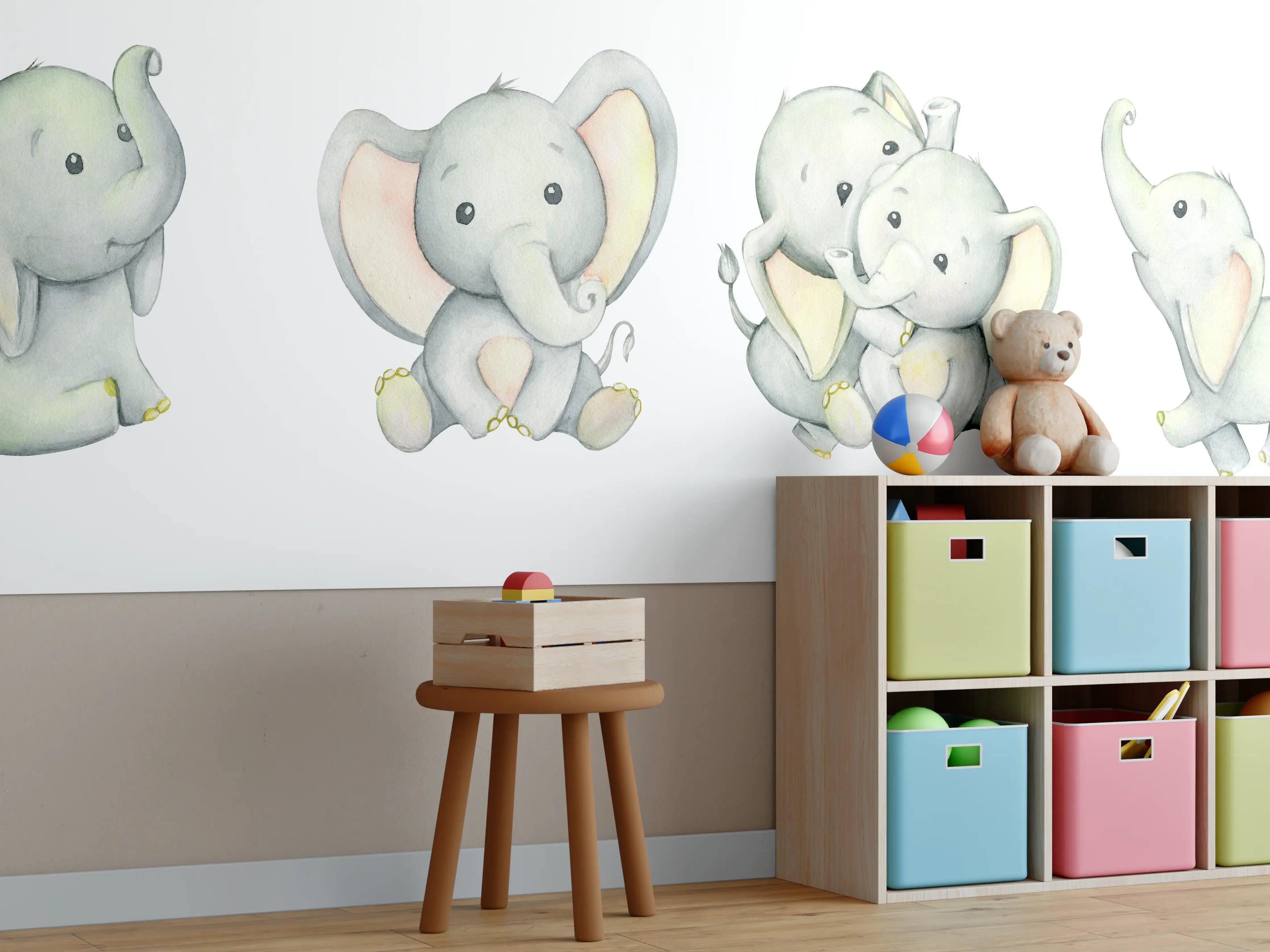 Kinderzimmer Wandgestaltung - Niedliche Elefanten