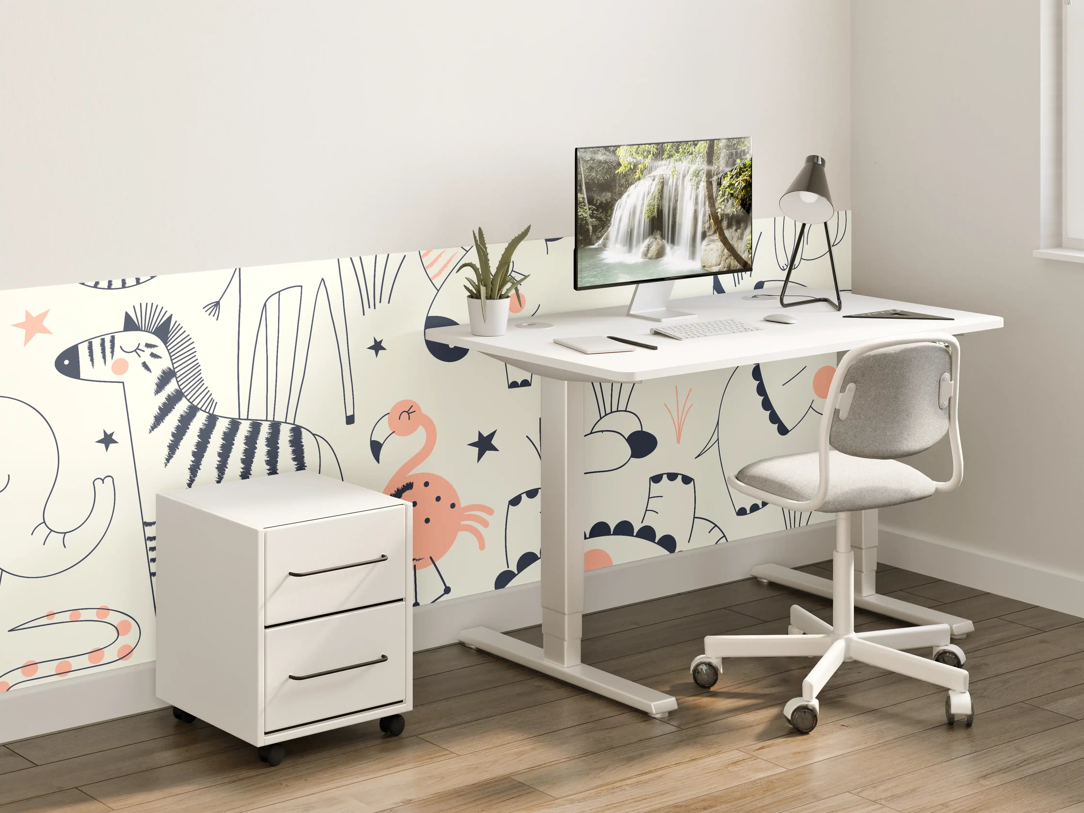 Kinderzimmer Wandgestaltung - Niedliche Tiermuster-Illustration