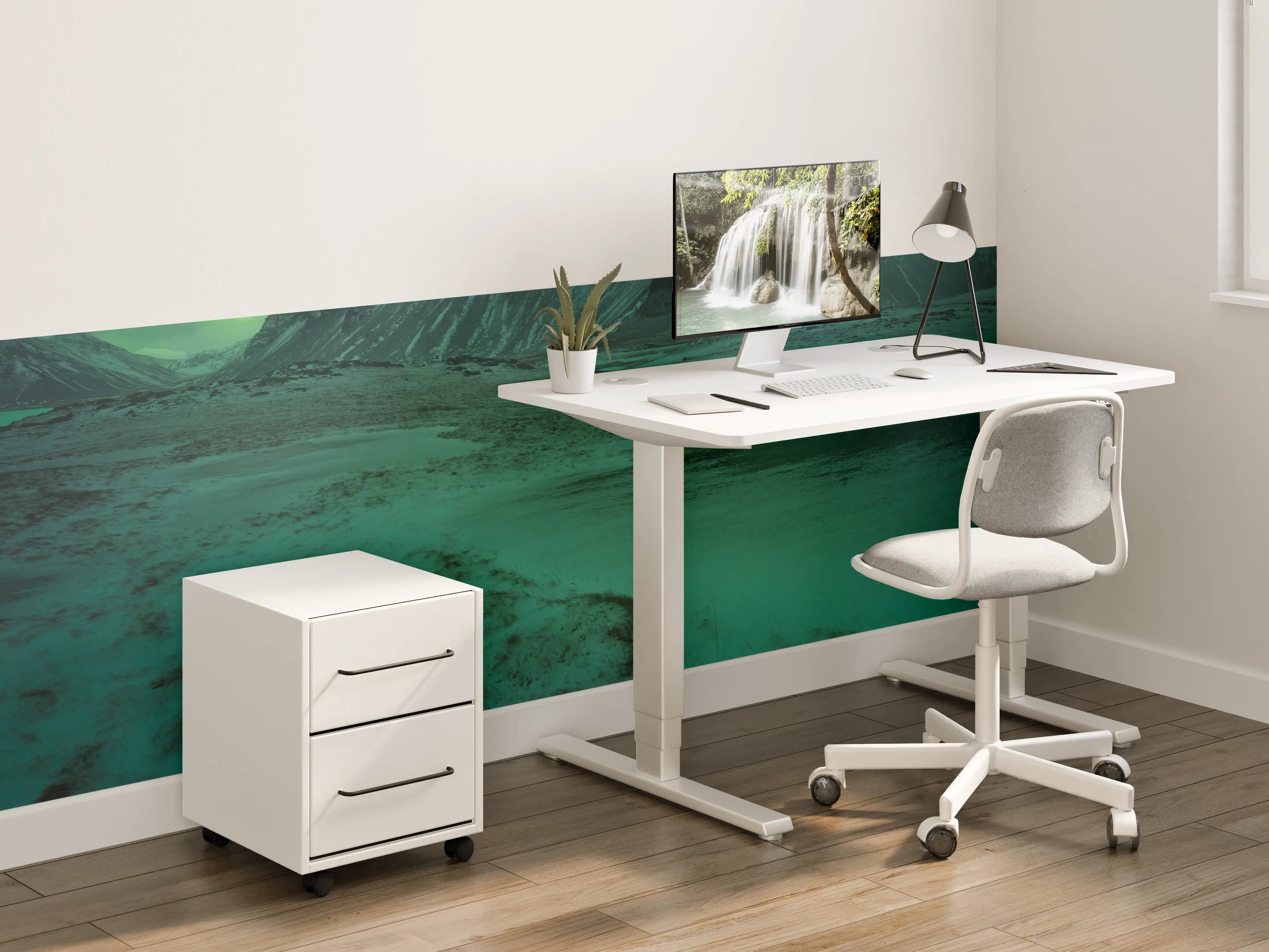 Kinderzimmer Wandgestaltung - Nordlichter über winterlicher Landschaft