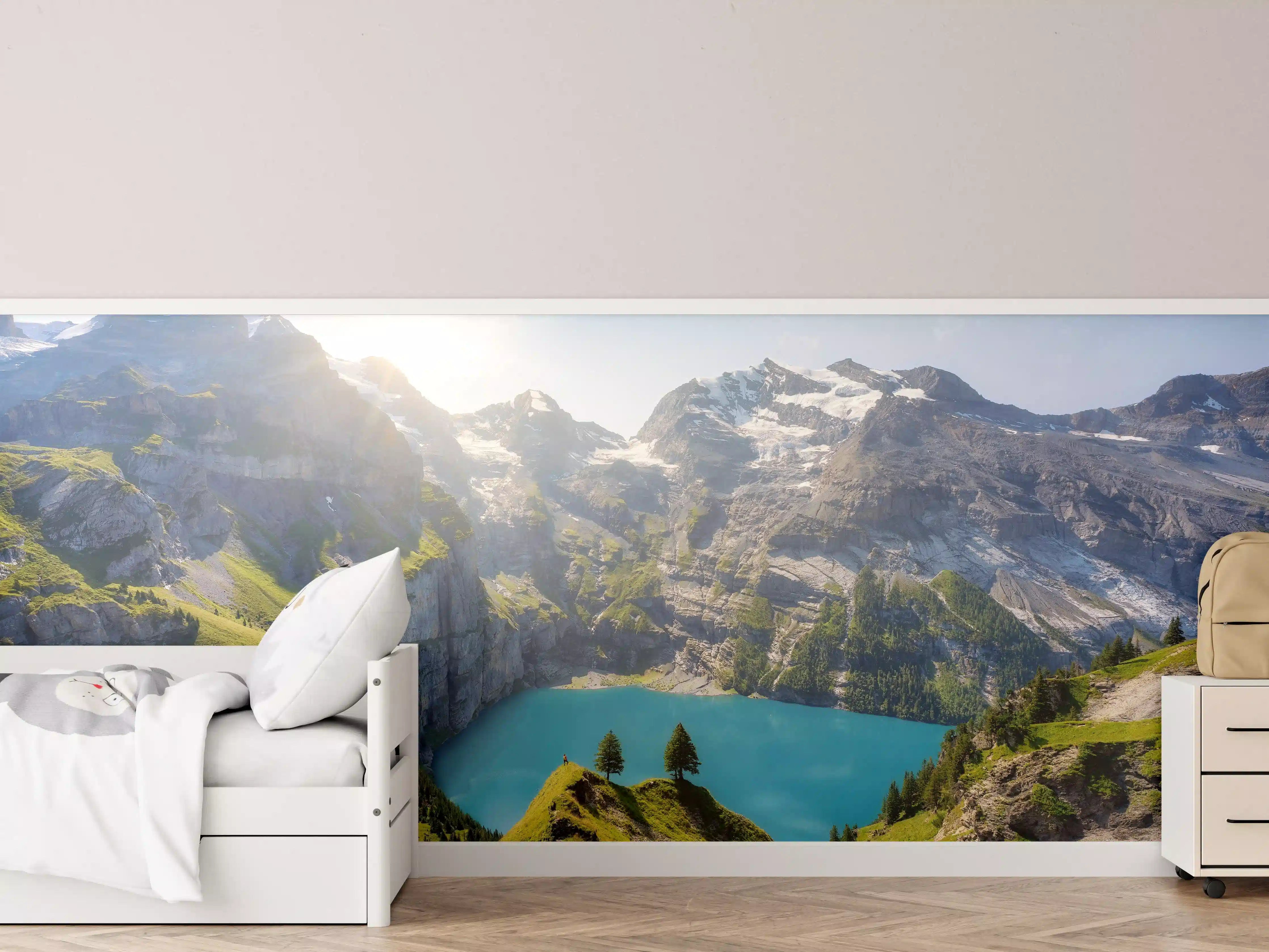Kinderzimmer Wandgestaltung - Oeschinensee in den Schweizer Alpen