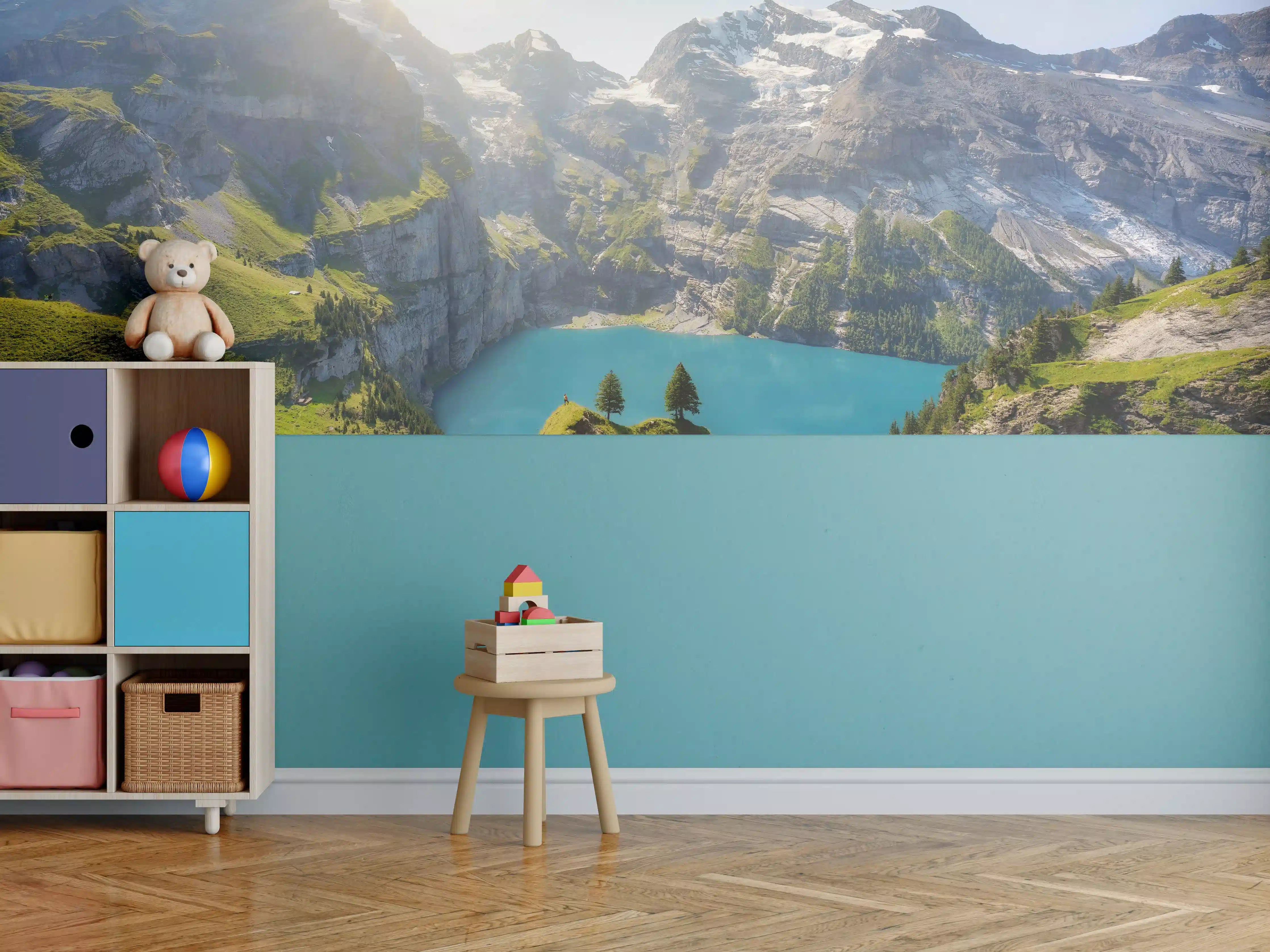 Kinderzimmer Wandgestaltung - Oeschinensee in den Schweizer Alpen