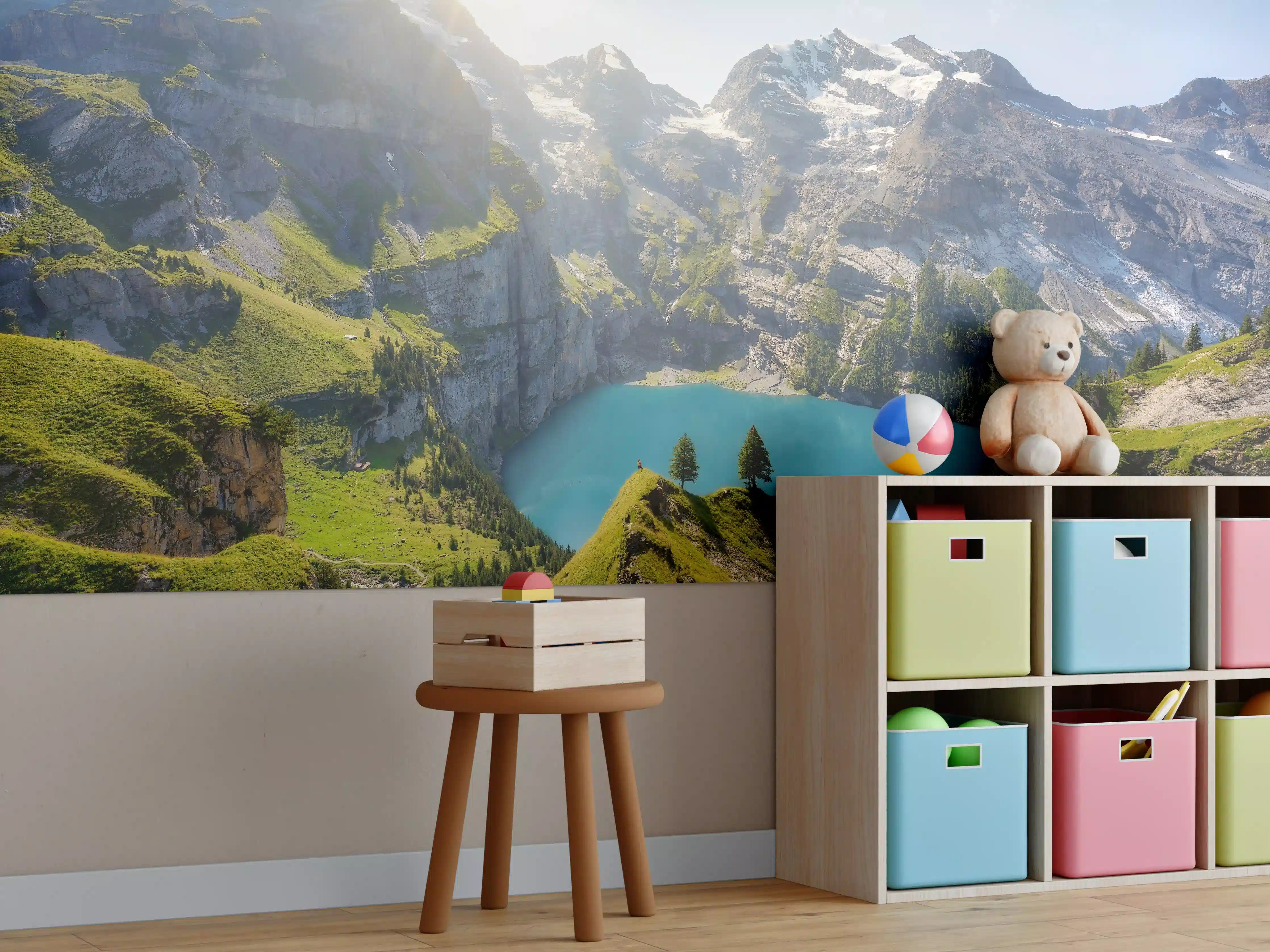 Kinderzimmer Wandgestaltung - Oeschinensee in den Schweizer Alpen