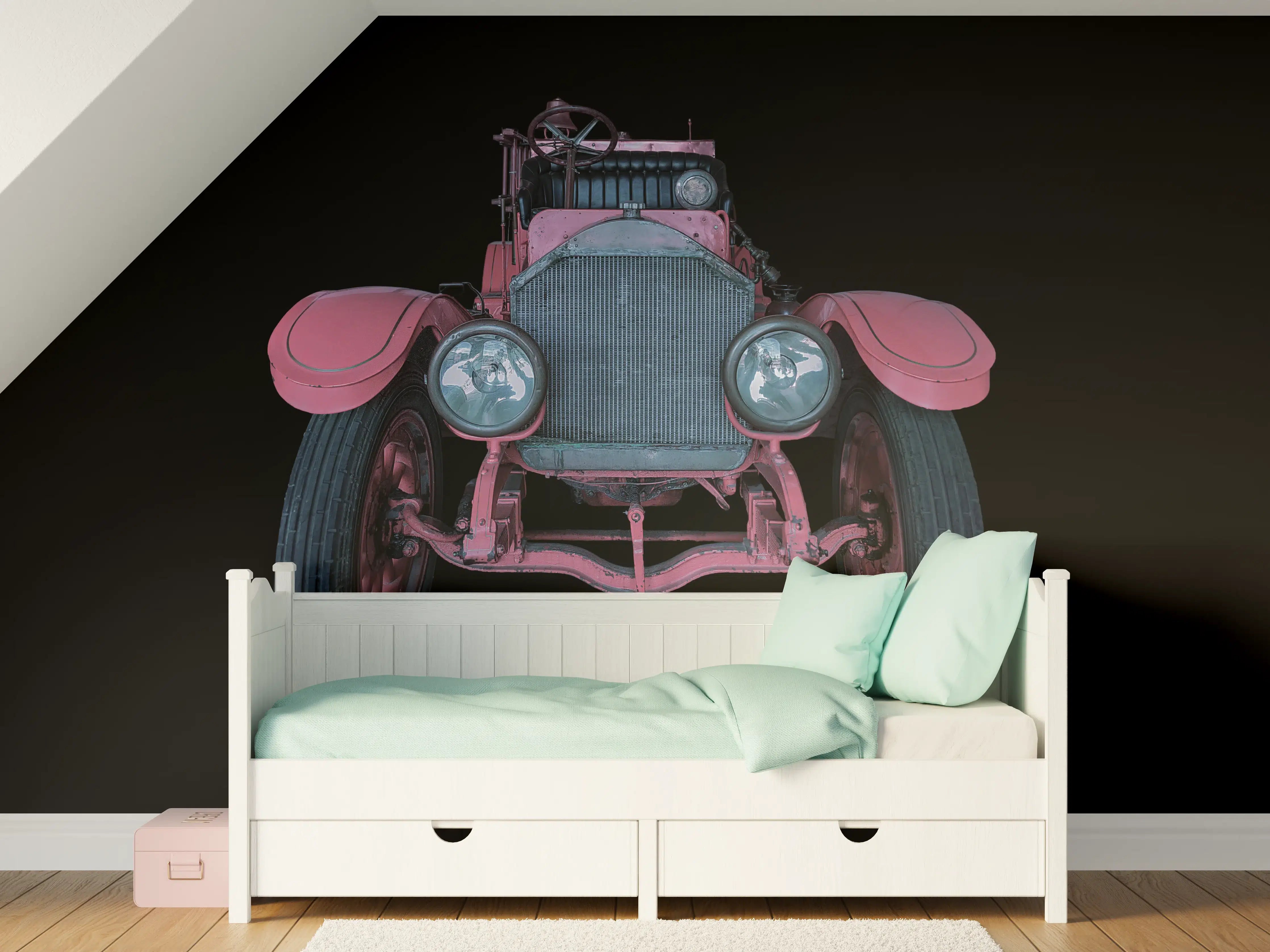 Kinderzimmer Wandgestaltung - Oldtimer isoliert auf Schwarz