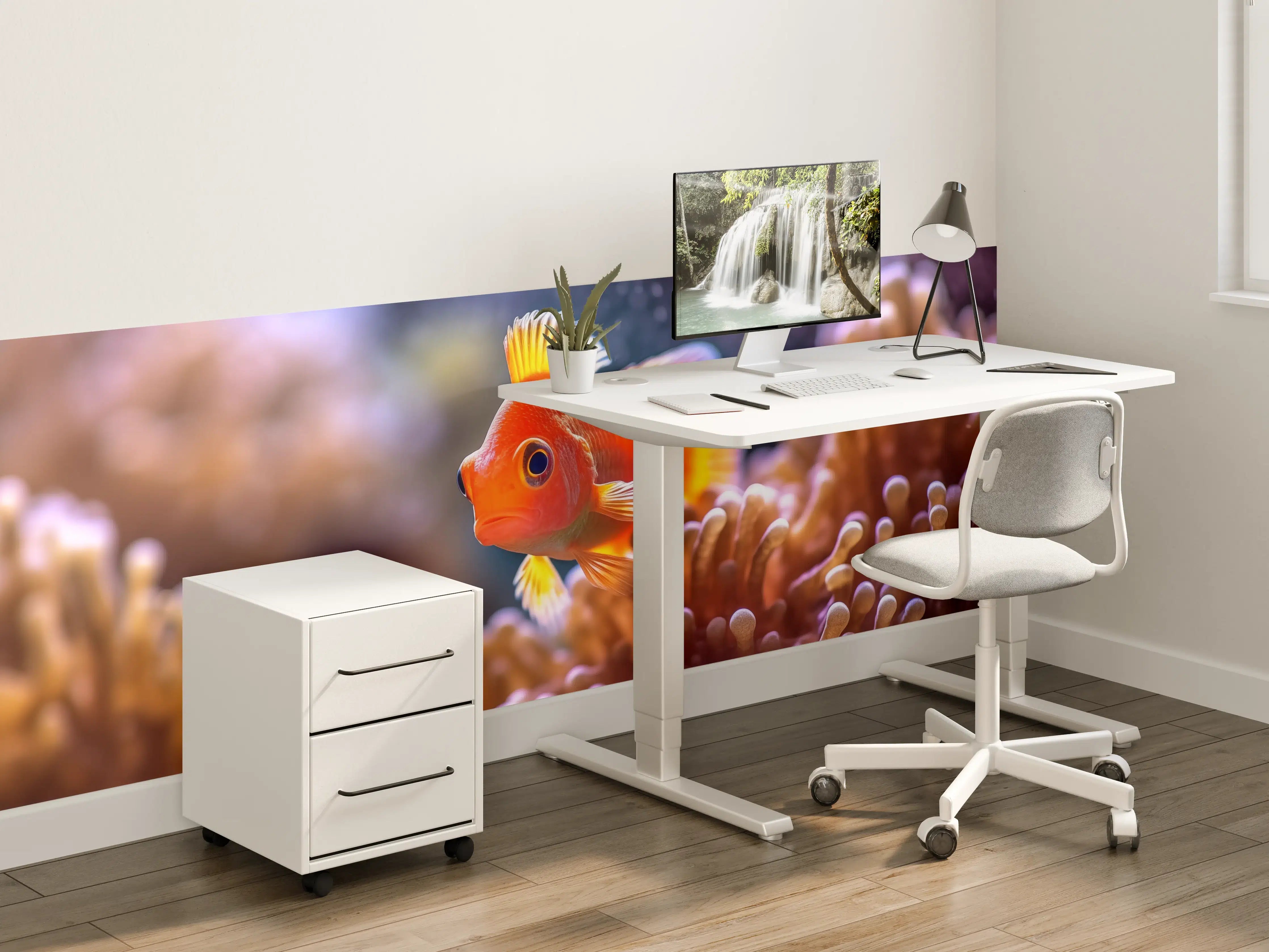 Kinderzimmer Wandgestaltung - Oranger Anemonenfisch im Korallenriff