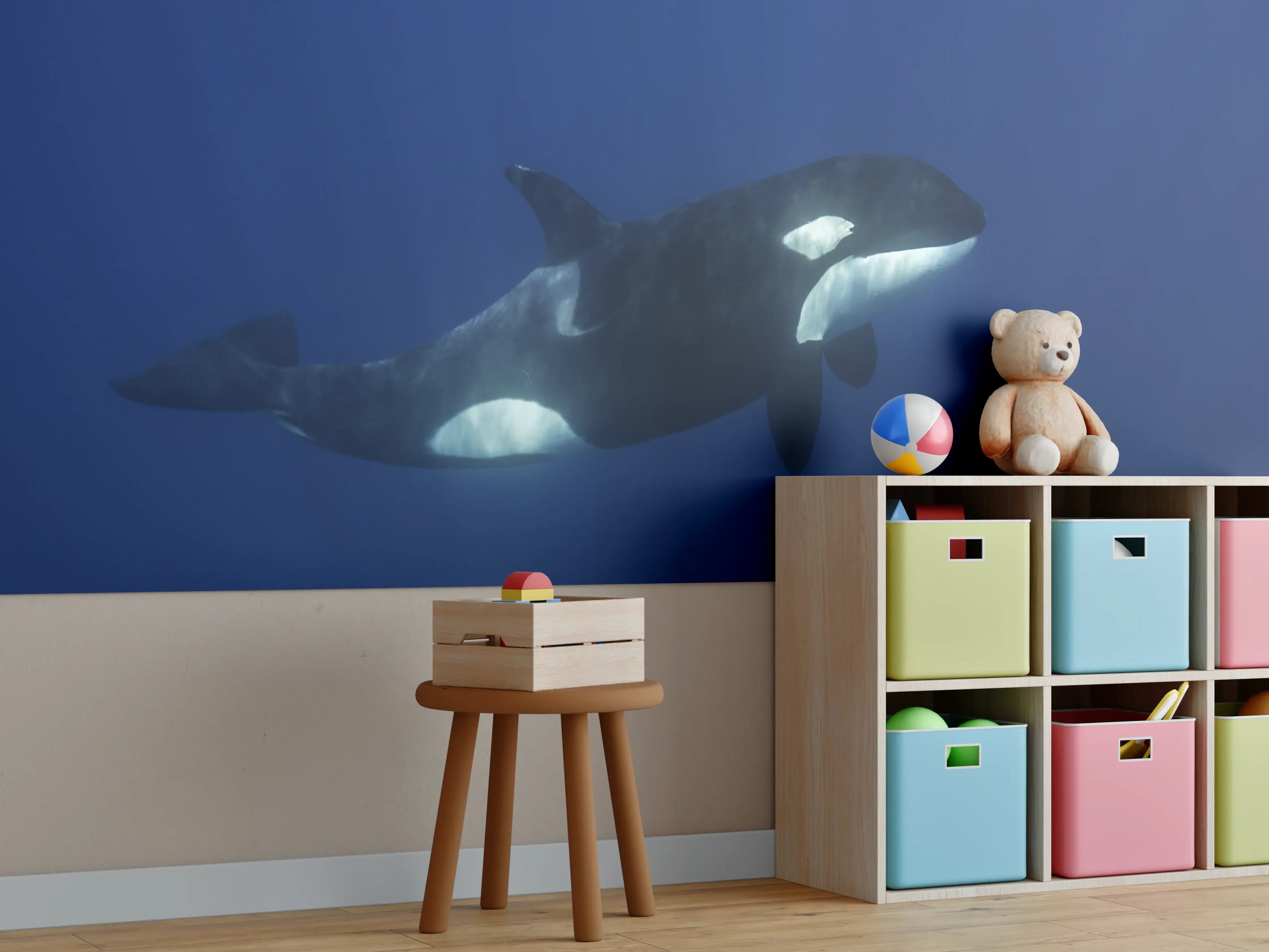 Kinderzimmer Wandgestaltung - Orca im blauen Pazifik