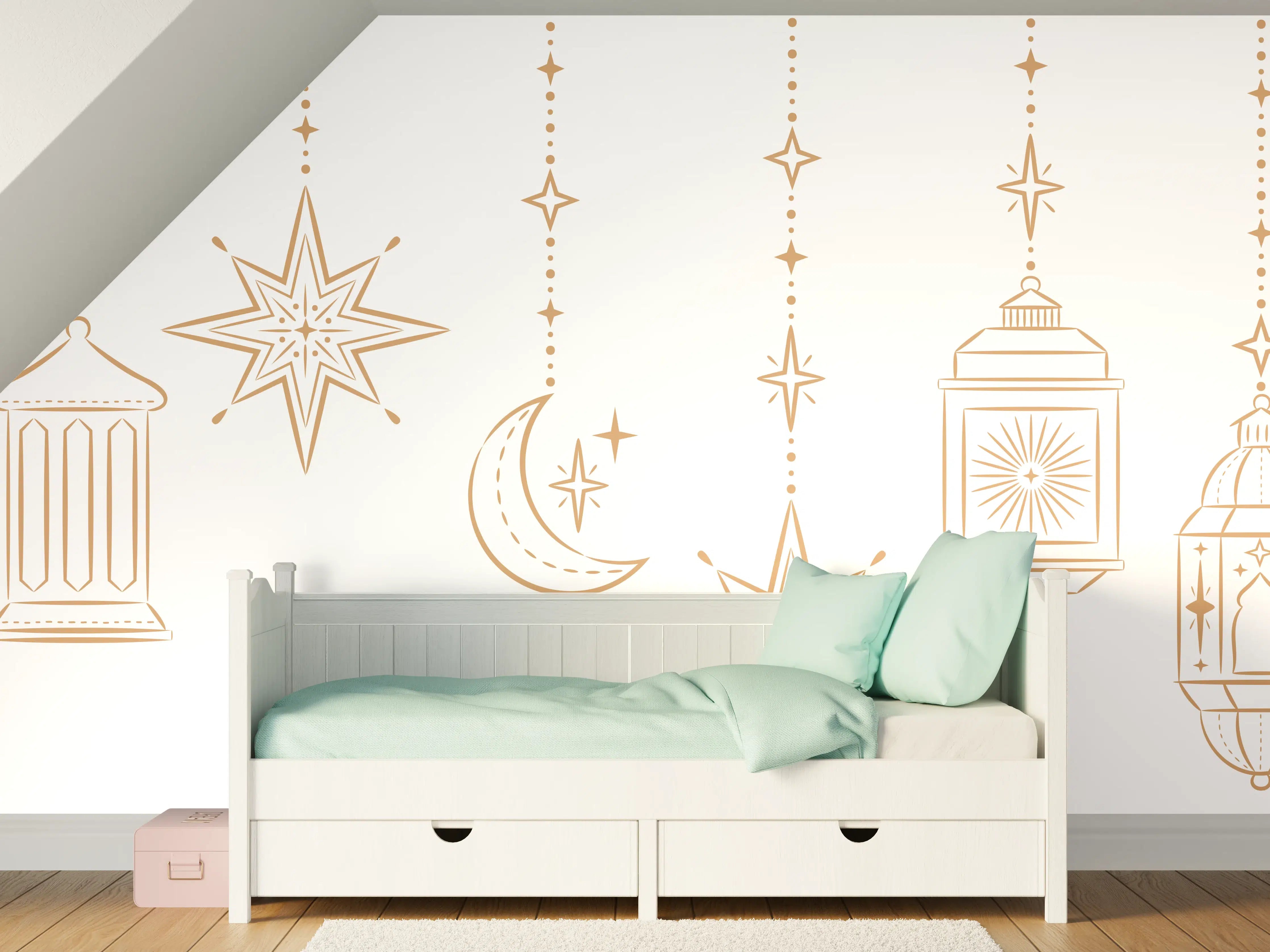 Kinderzimmer Wandgestaltung - Orientalische Gold Motiv Girlande