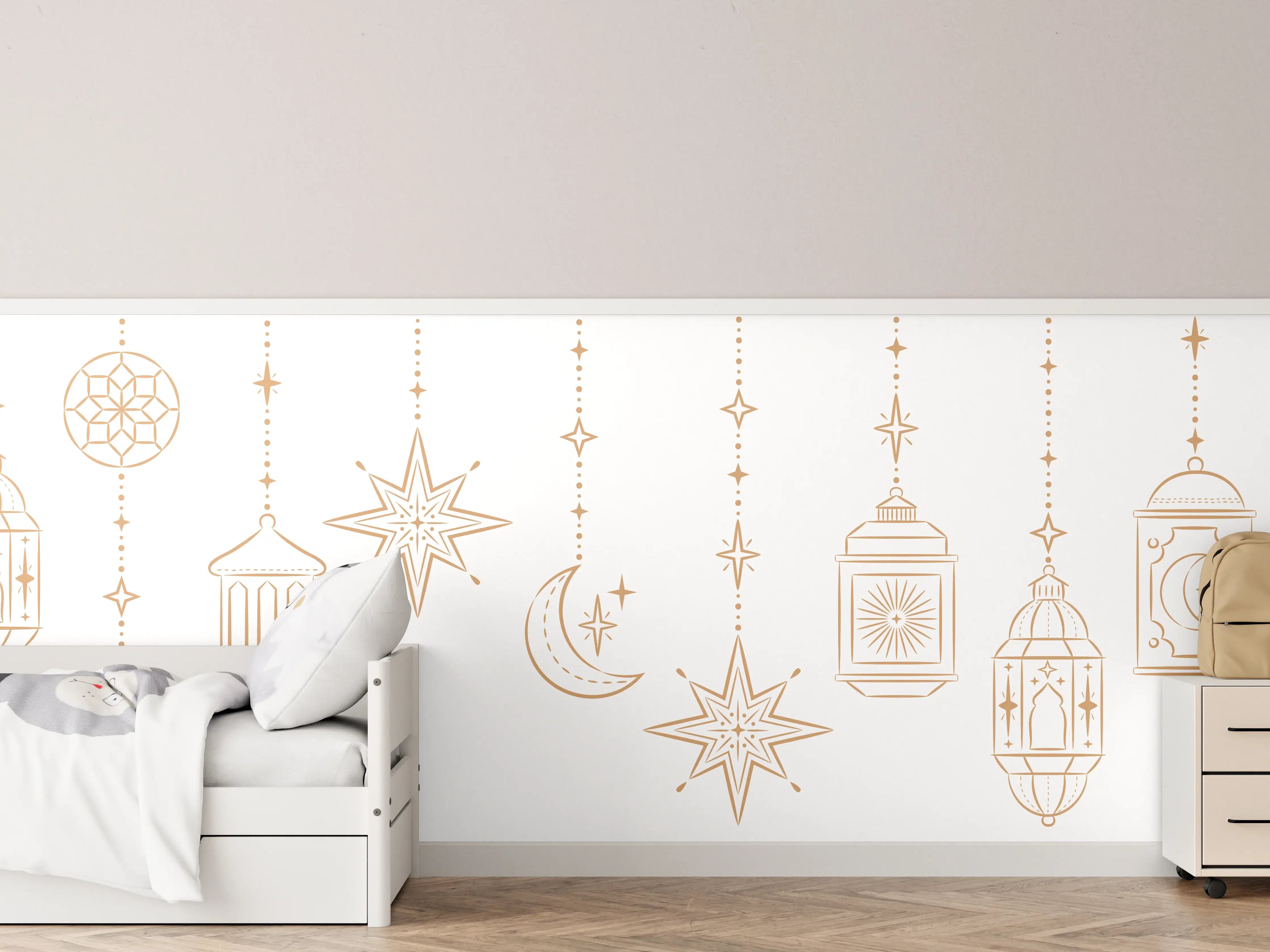 Kinderzimmer Wandgestaltung - Orientalische Gold Motiv Girlande