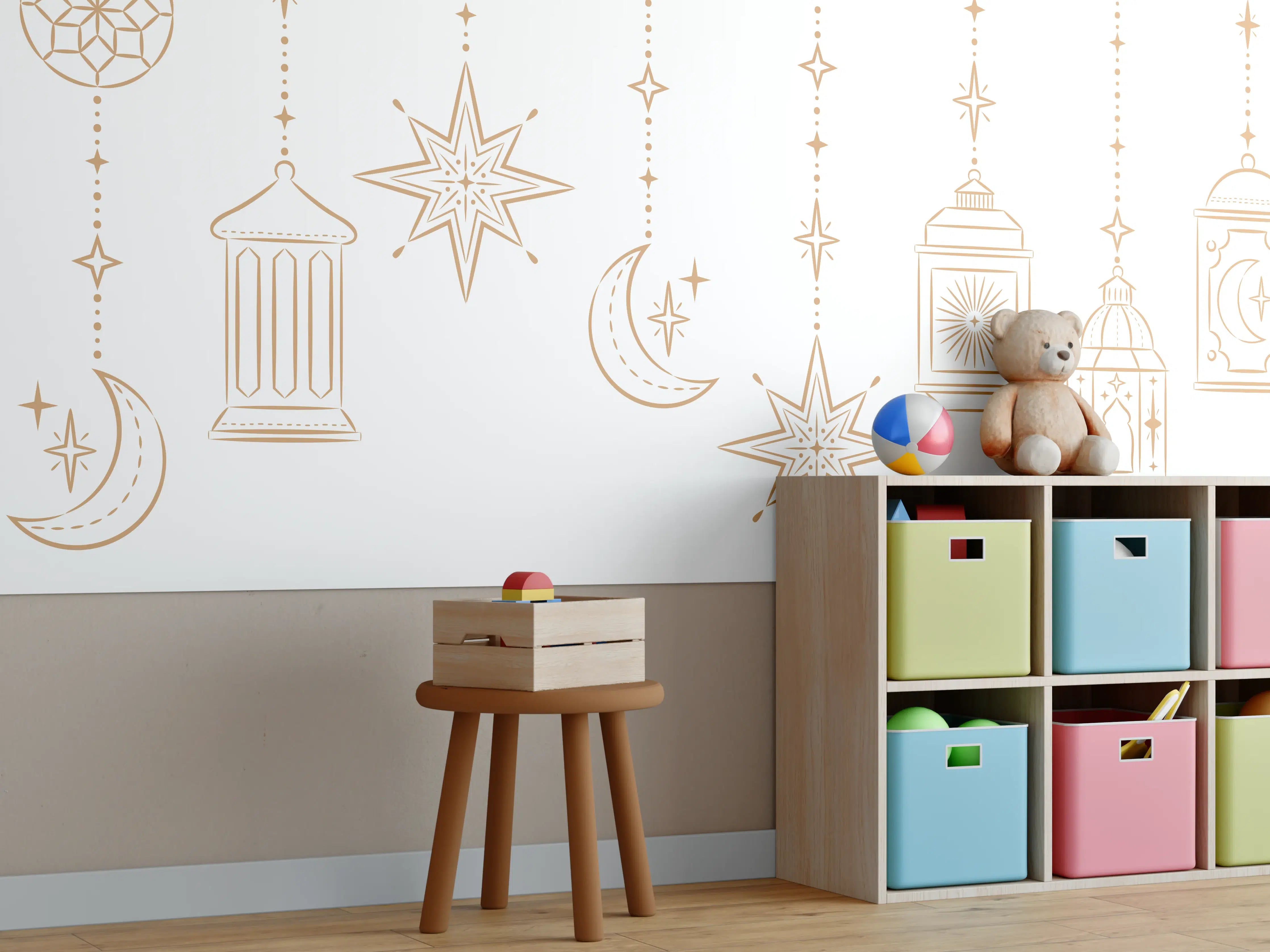 Kinderzimmer Wandgestaltung - Orientalische Gold Motiv Girlande