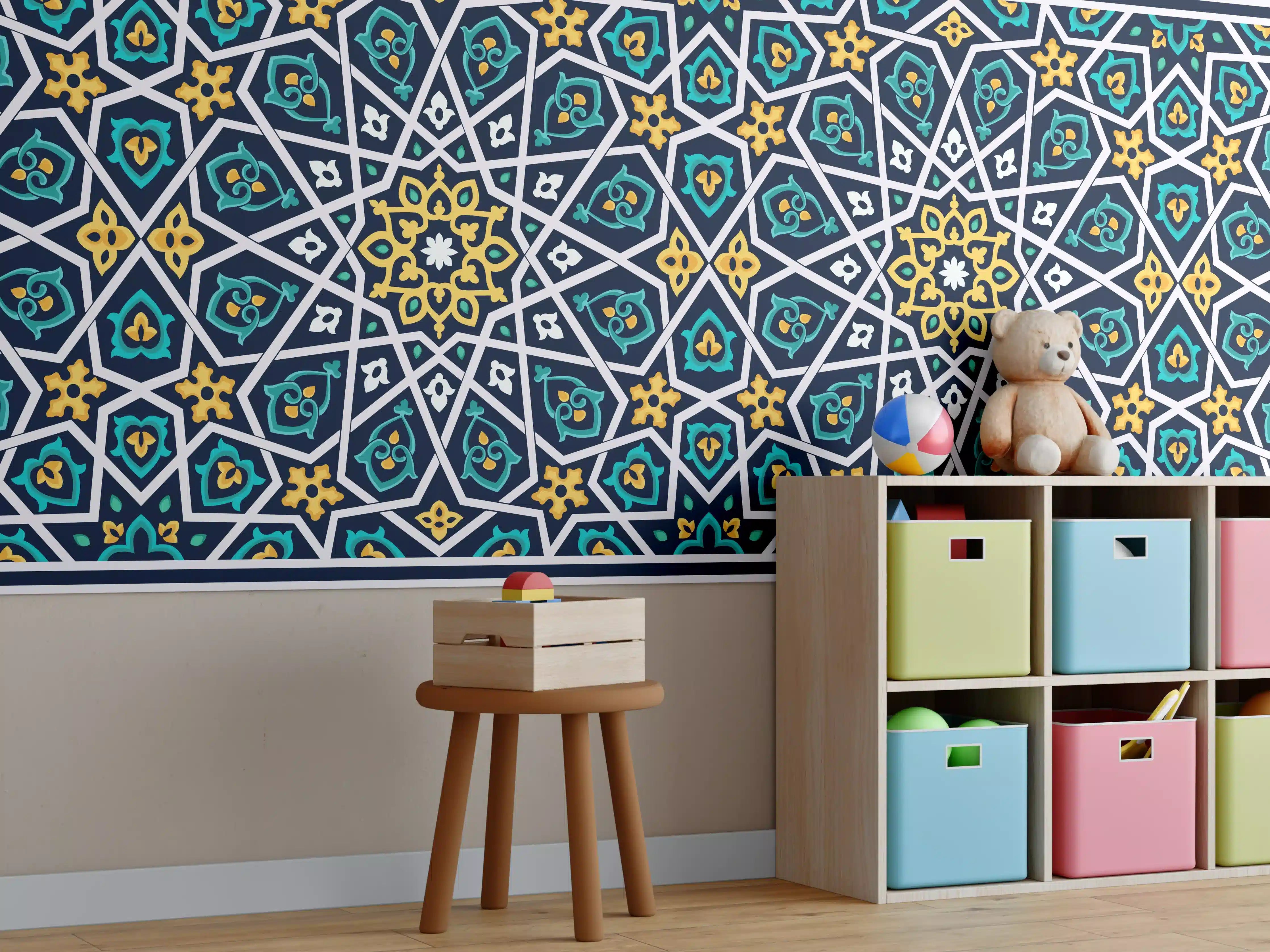 Kinderzimmer Wandgestaltung - Orientalische Sternstruktur