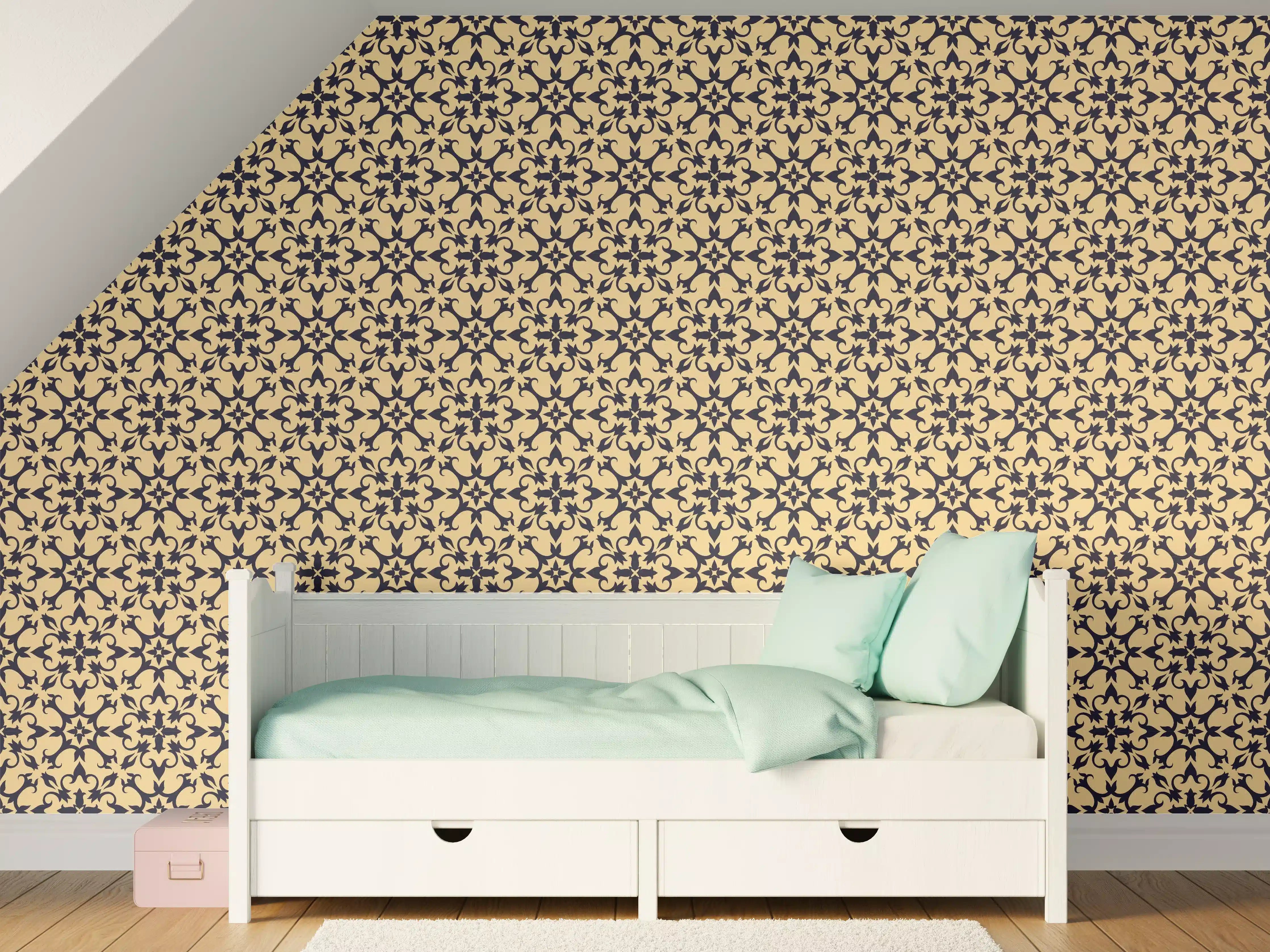 Kinderzimmer Wandgestaltung - Ornamentales Beige-Muster