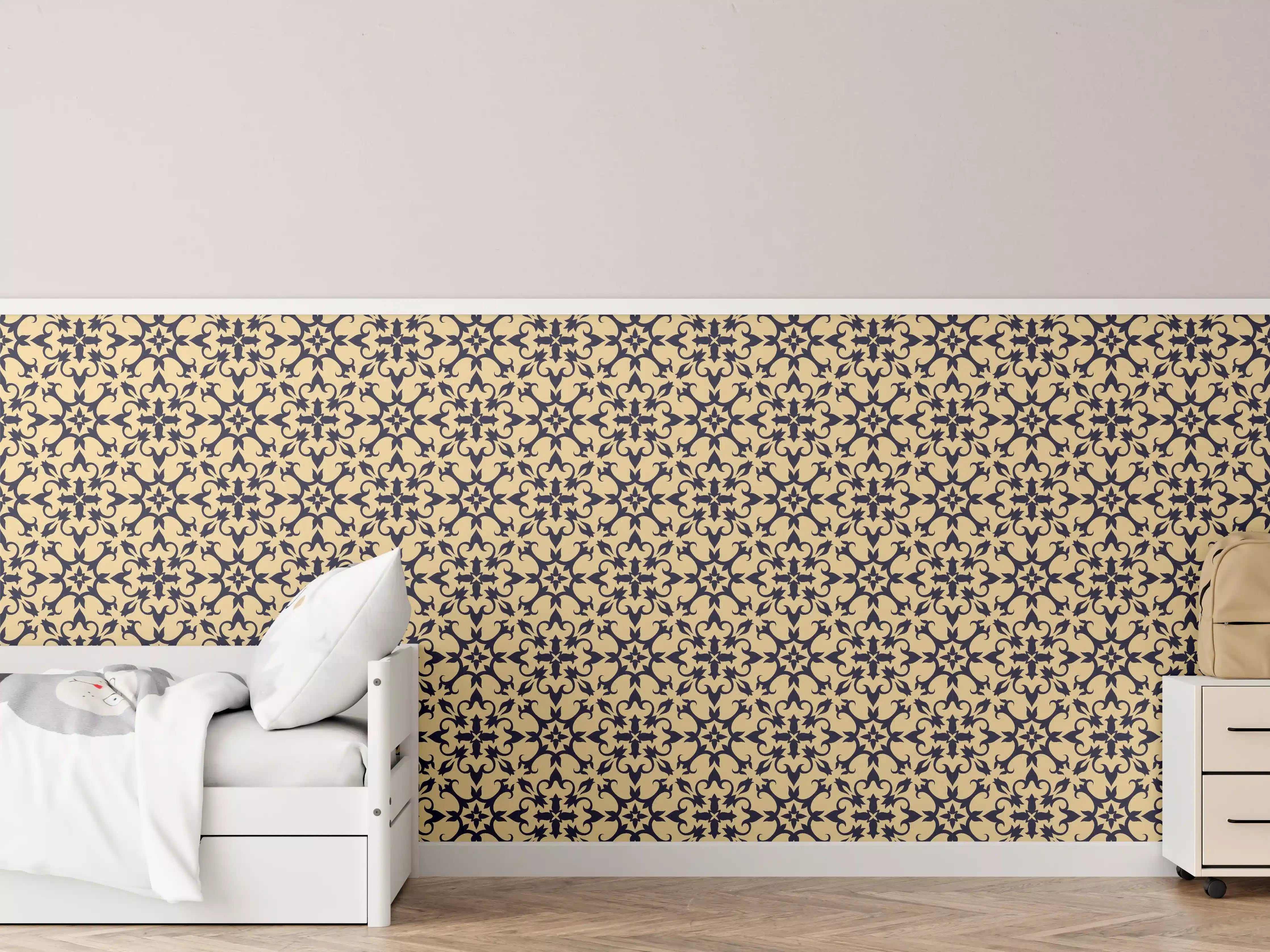 Kinderzimmer Wandgestaltung - Ornamentales Beige-Muster