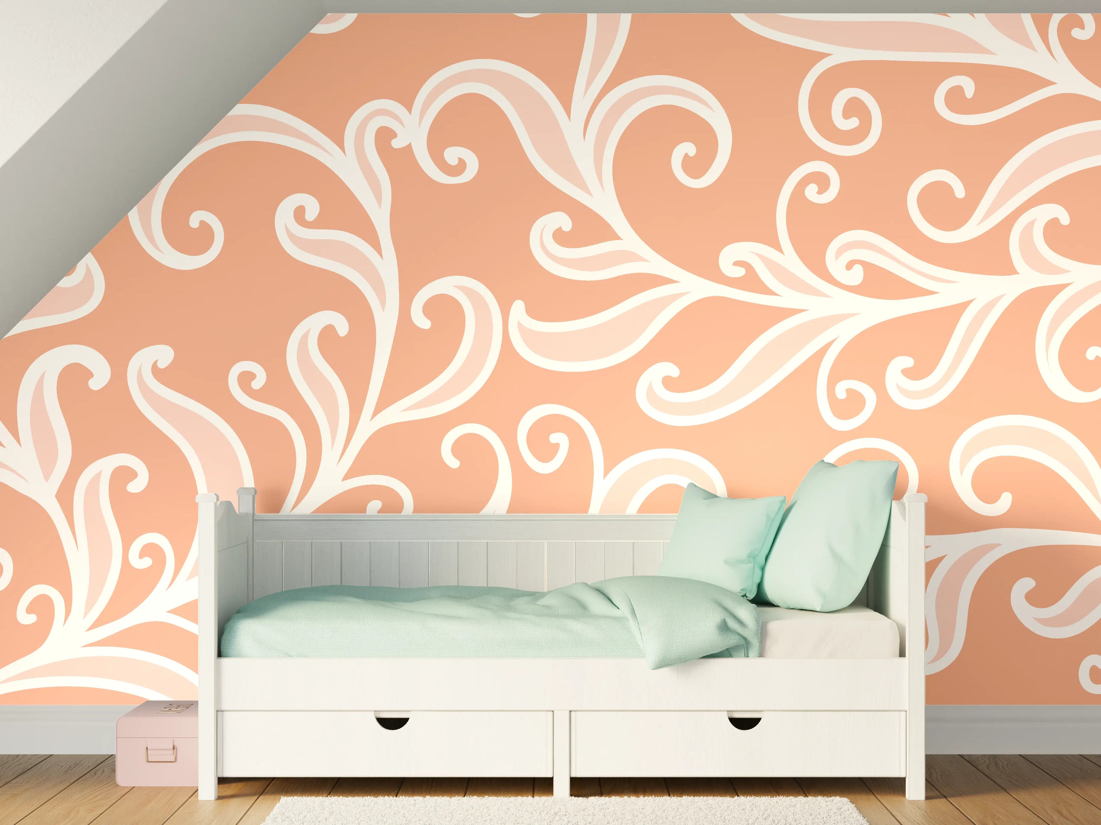 Kinderzimmer Wandgestaltung - Ornamentales Muster Apricot Creme