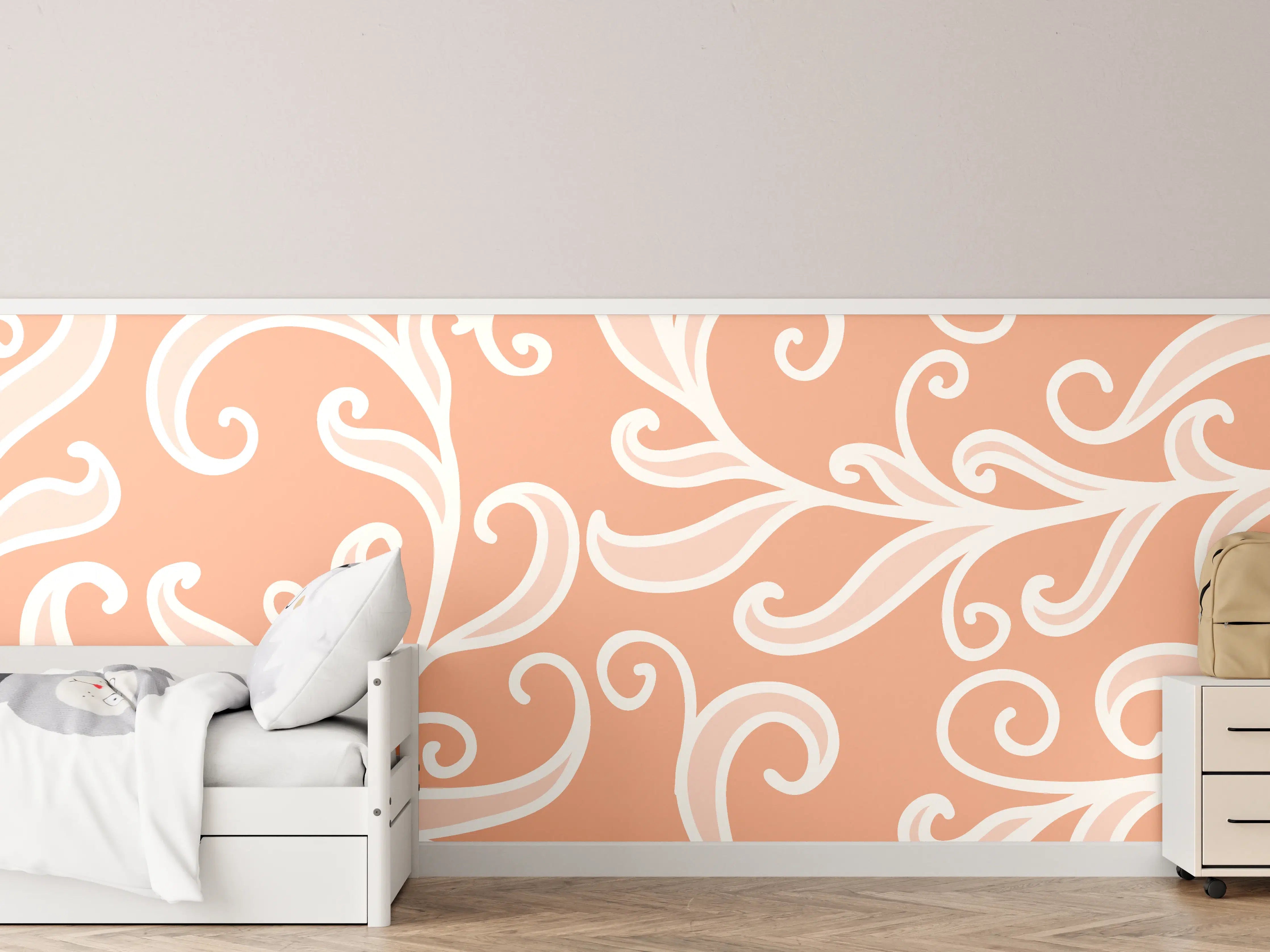 Kinderzimmer Wandgestaltung - Ornamentales Muster Apricot Creme