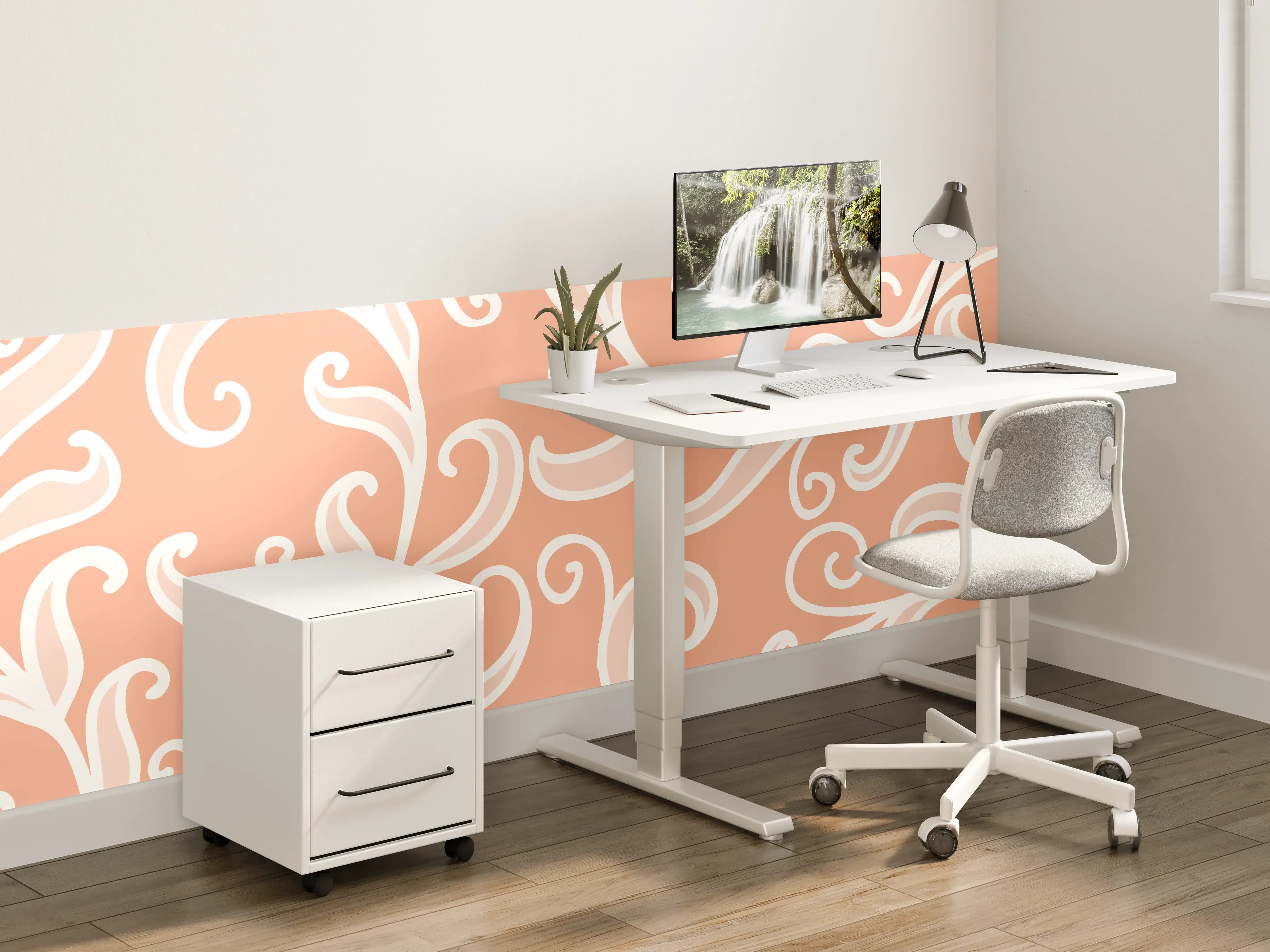 Kinderzimmer Wandgestaltung - Ornamentales Muster Apricot Creme