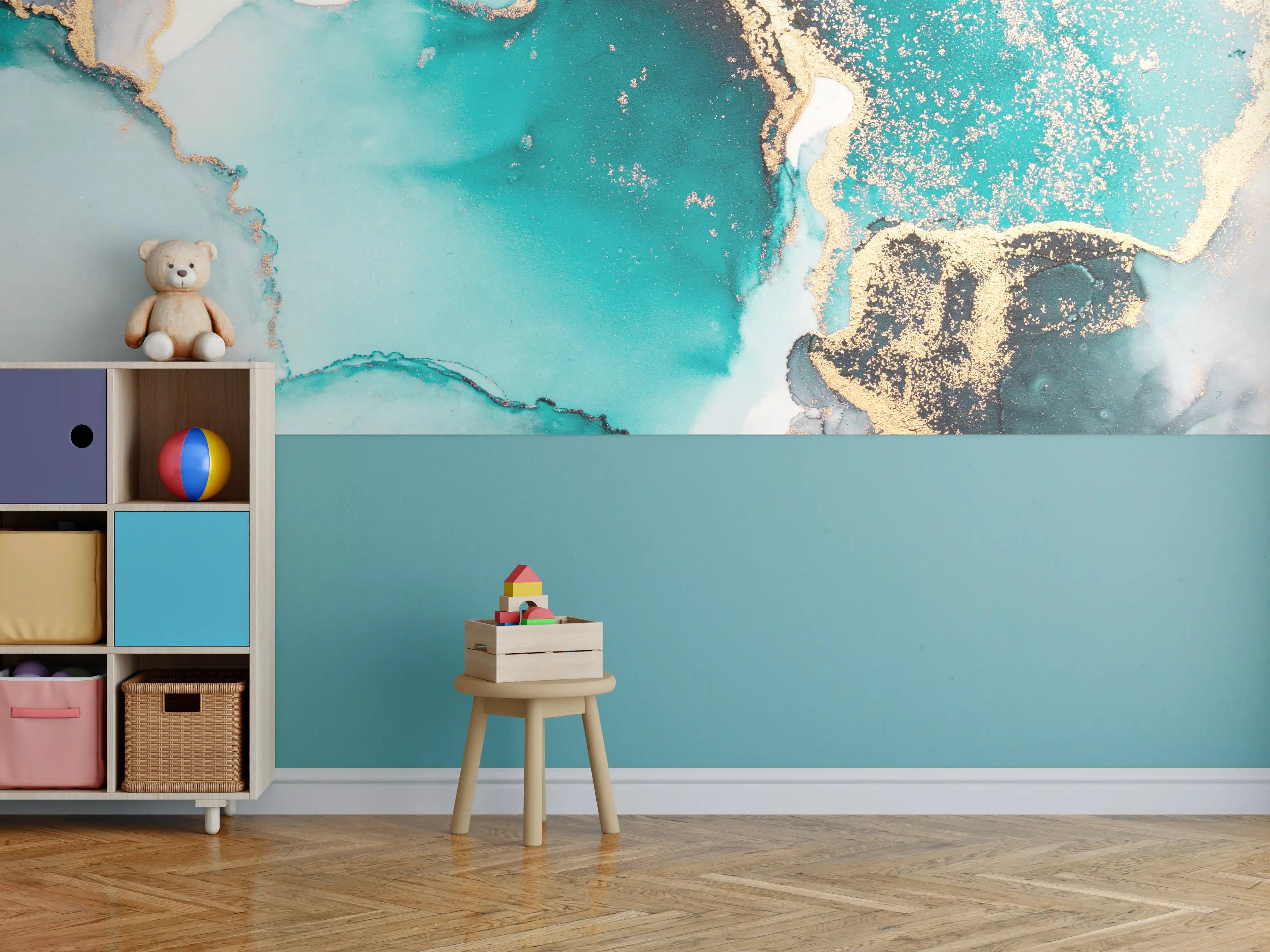 Kinderzimmer Wandgestaltung - Ozean Blaue Flüssigkunst